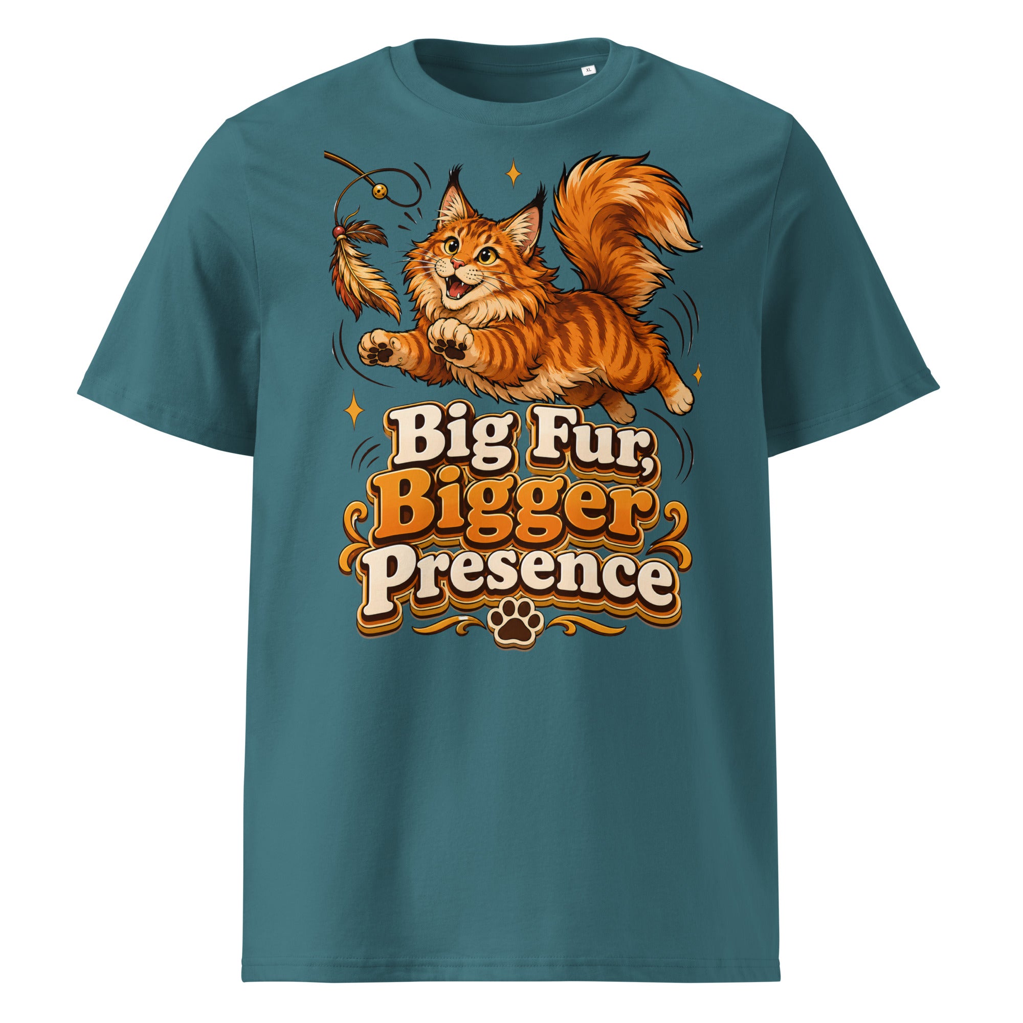 Big Fur Bigger Presence Cat Lovers Organic T-Shirt by printfluence.net