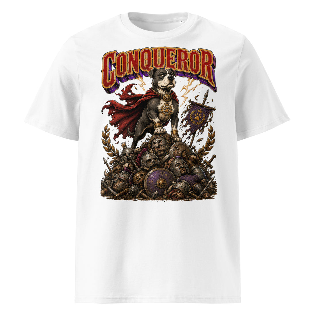 Pitbull Lovers | Unisex Organic Ribbed Neck T-Shirt - Conqueror Warrior Dog by printfluence.net