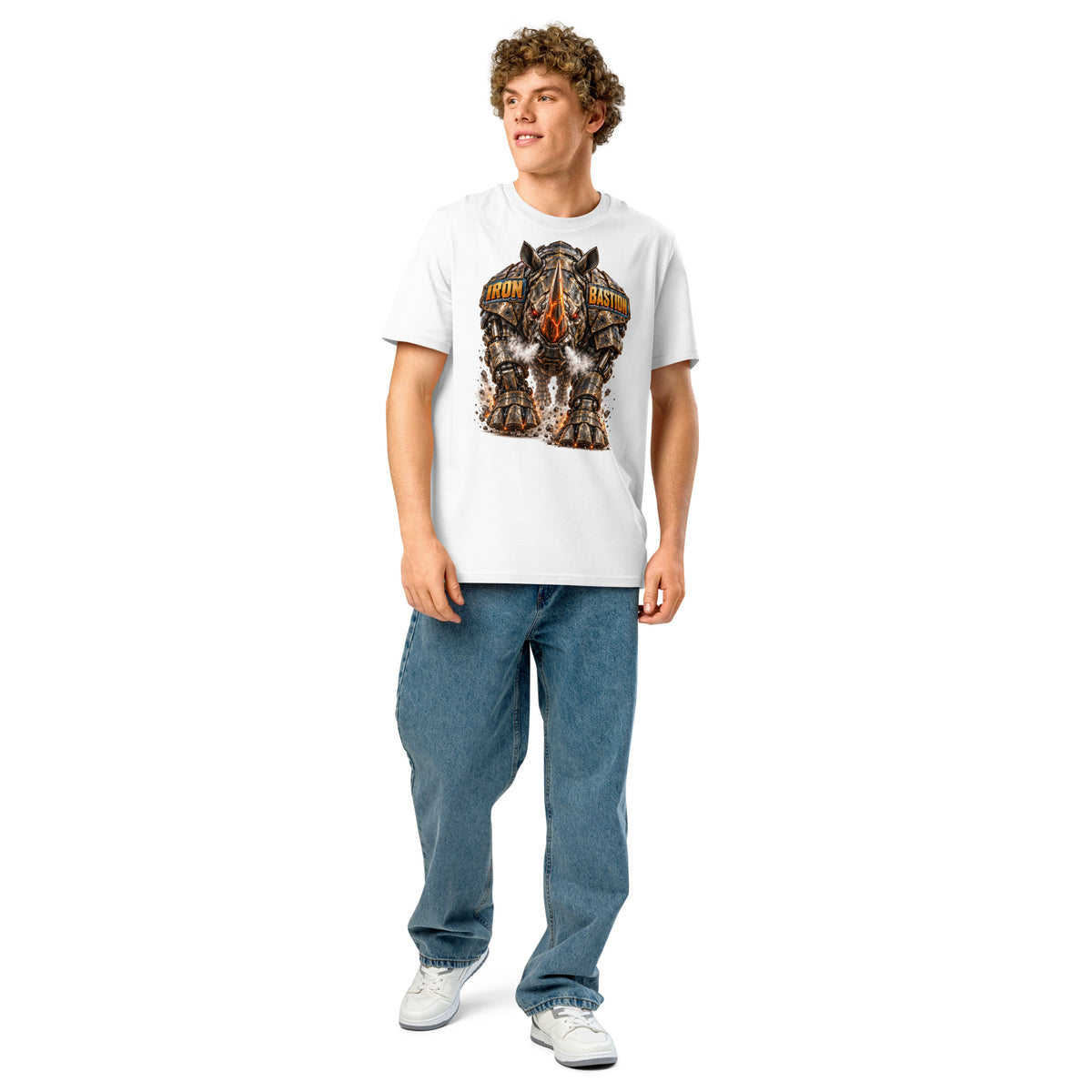 Cyberpunk Animals Lovers | Unisex Organic Ribbed Neck Creator 2.0 T-Shirt — IRON BASTION by printfluence