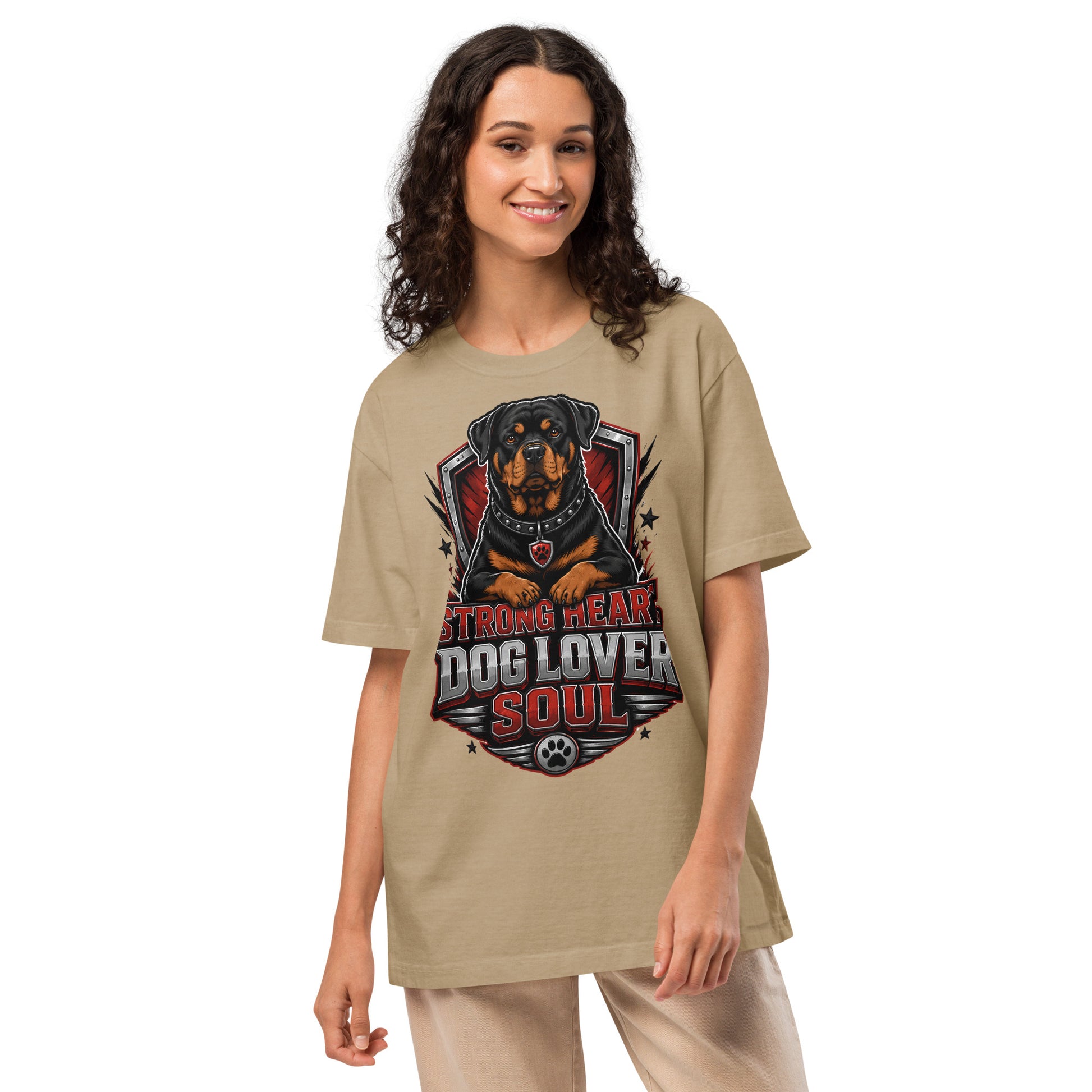 Rottweiler Graphic Oversized T-Shirt - Strong Heart Dog Lover Soul Tee by printfluence.net
