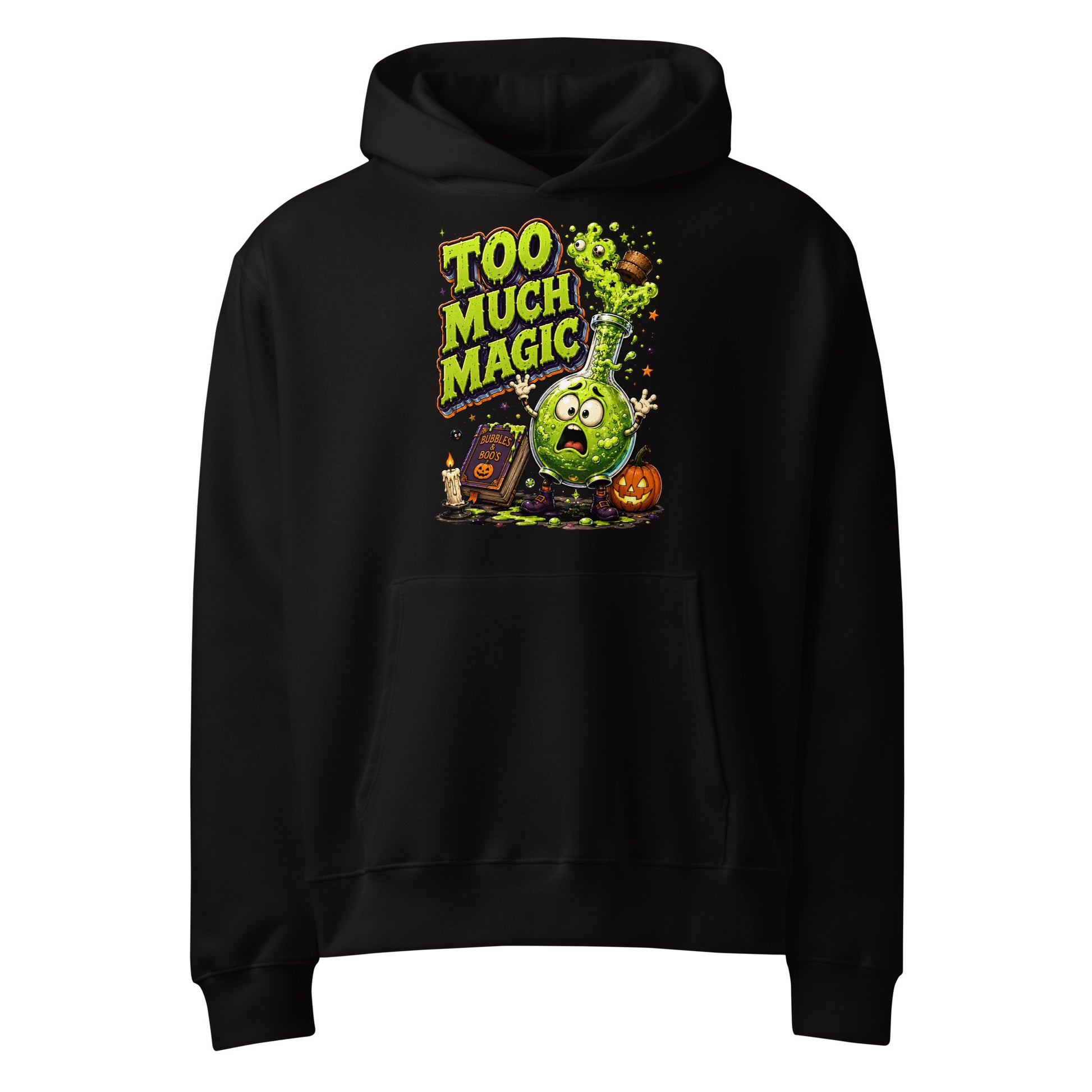 "Too Much Magic" Oversized Heavyweight Spooky Hoodie by printfluence.net
