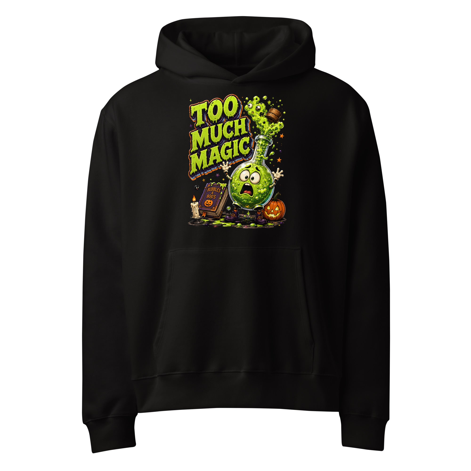 "Too Much Magic" Oversized Heavyweight Spooky Hoodie by printfluence.net