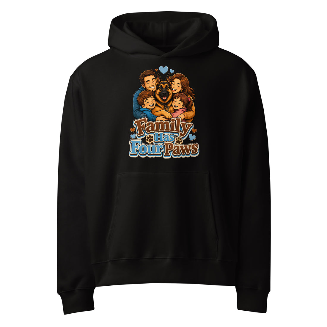 German Shepherd Family Has Four Paws Oversized Heavyweight Hoodie by printfluence.net