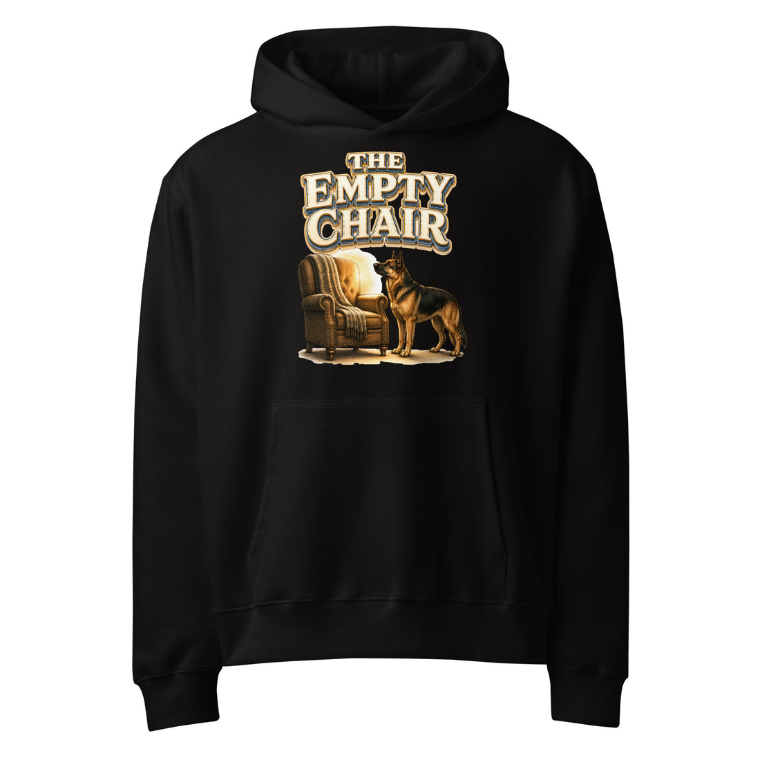 German Shepherd Empty Chair Oversized Heavyweight Hoodie by printfluence.net