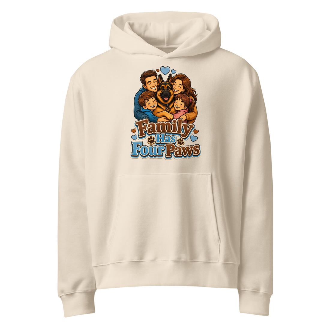 German Shepherd Family Has Four Paws Oversized Heavyweight Hoodie by printfluence.net