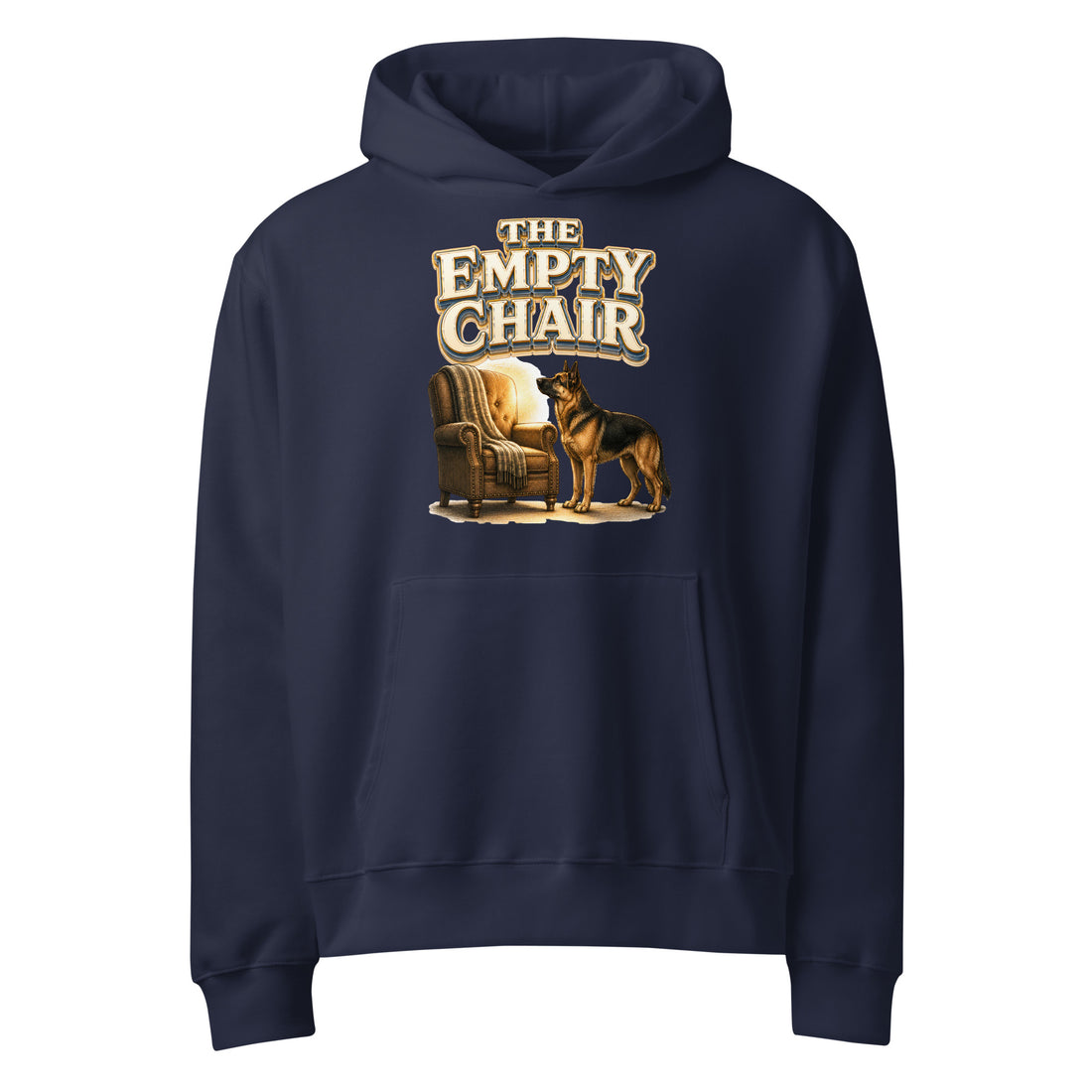 German Shepherd Empty Chair Oversized Heavyweight Hoodie by printfluence.net