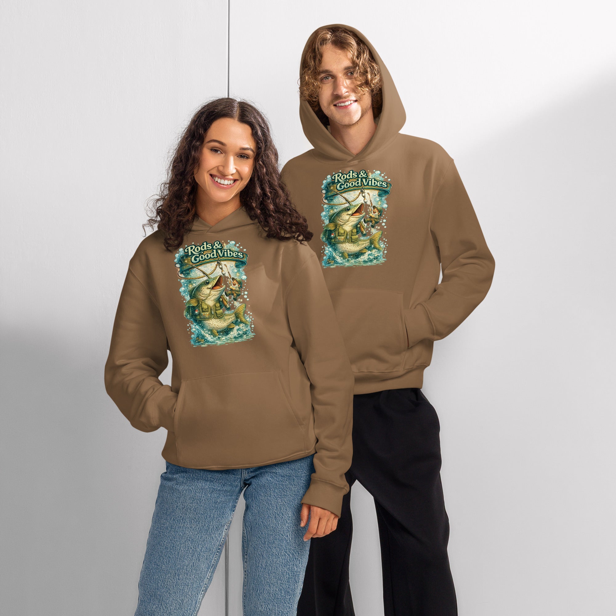 Rods & Good Vibes Heavyweight Oversized Hoodie | Premium Fishing Lovers Graphic Streetwear by printfluence.net