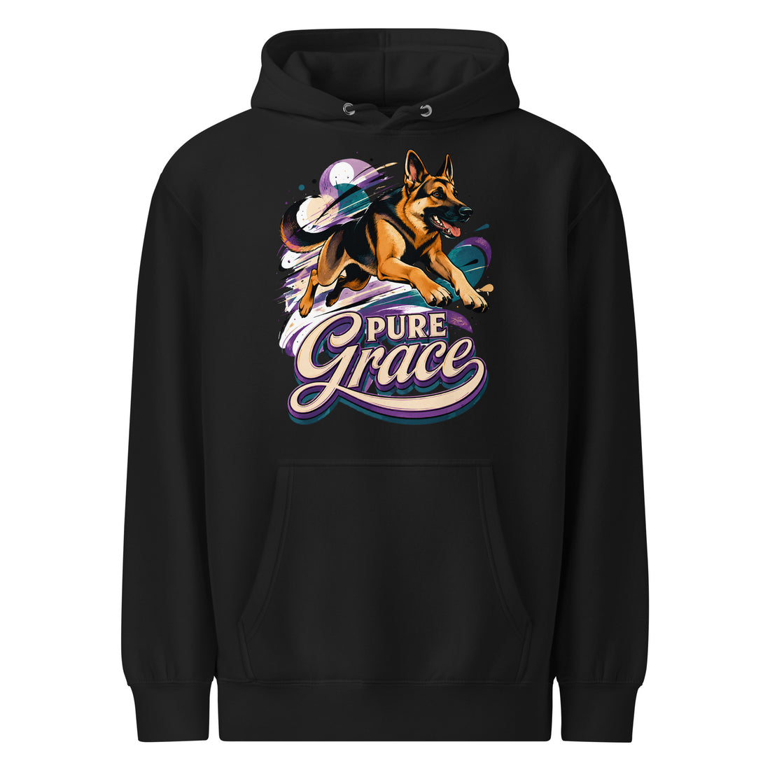Pure Grace Graphic Mid-Weight Hoodie | Vintage German Shepherd Unisex Pullover H-5 by printfluence.net