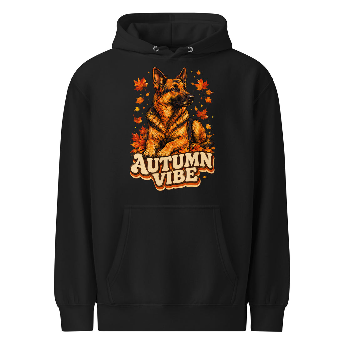 German Shepherd Lovers Unisex Premium Mid-Weight Hoodie | "Autumn Vibe" Seasonal Graphic Sweatshirt by printfluence.net