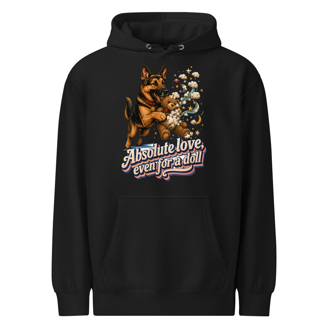 German Shepherd Lovers Mid-weight Hoodie Absolute Love – Playful Canine Whimsical Art Pullover by printfluence.net