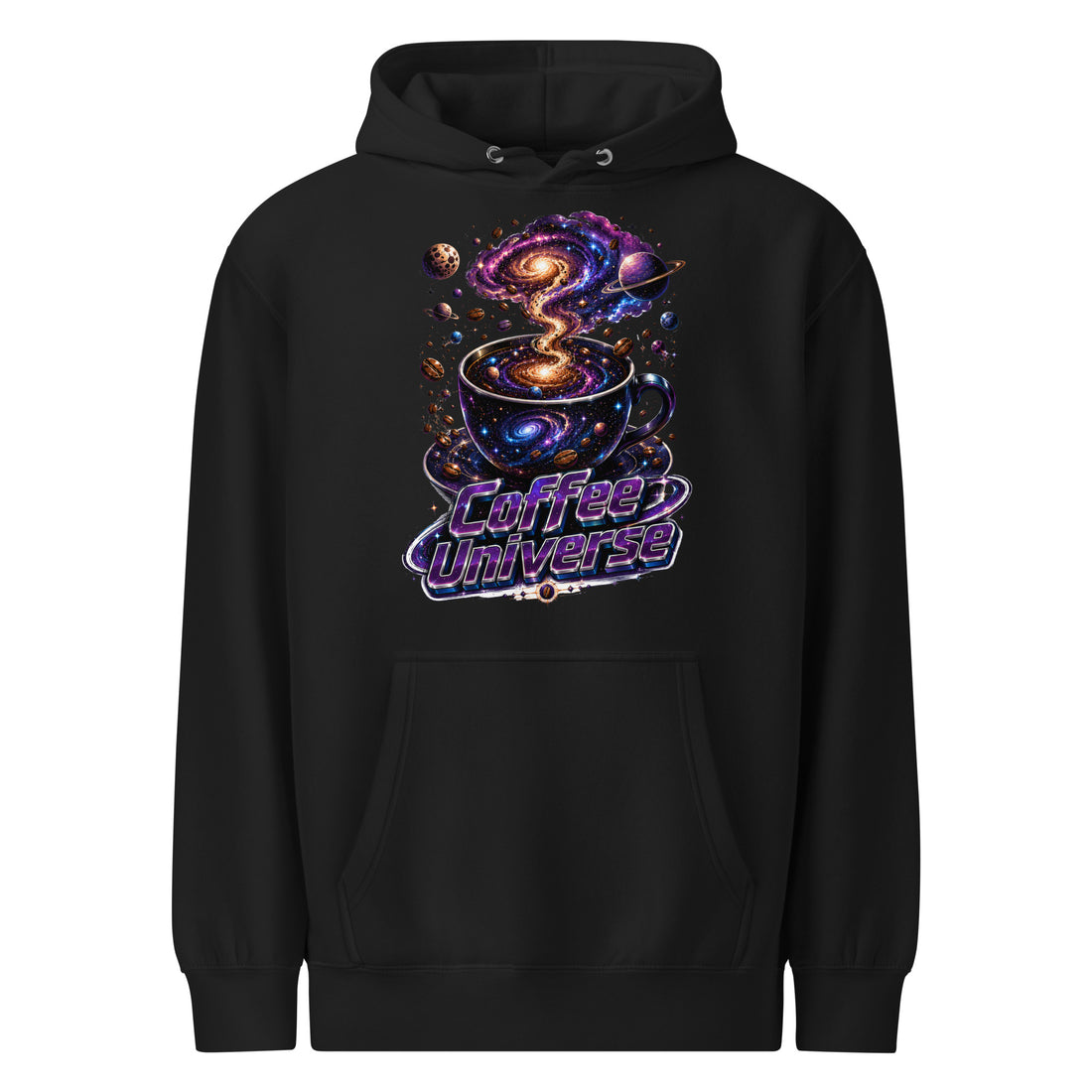 Coffee Lovers Unisex Premium Mid-Weight Hoodie Coffee Universe – Cosmic Galaxy & Coffee Bean Graphic Pullover by printfluence.net