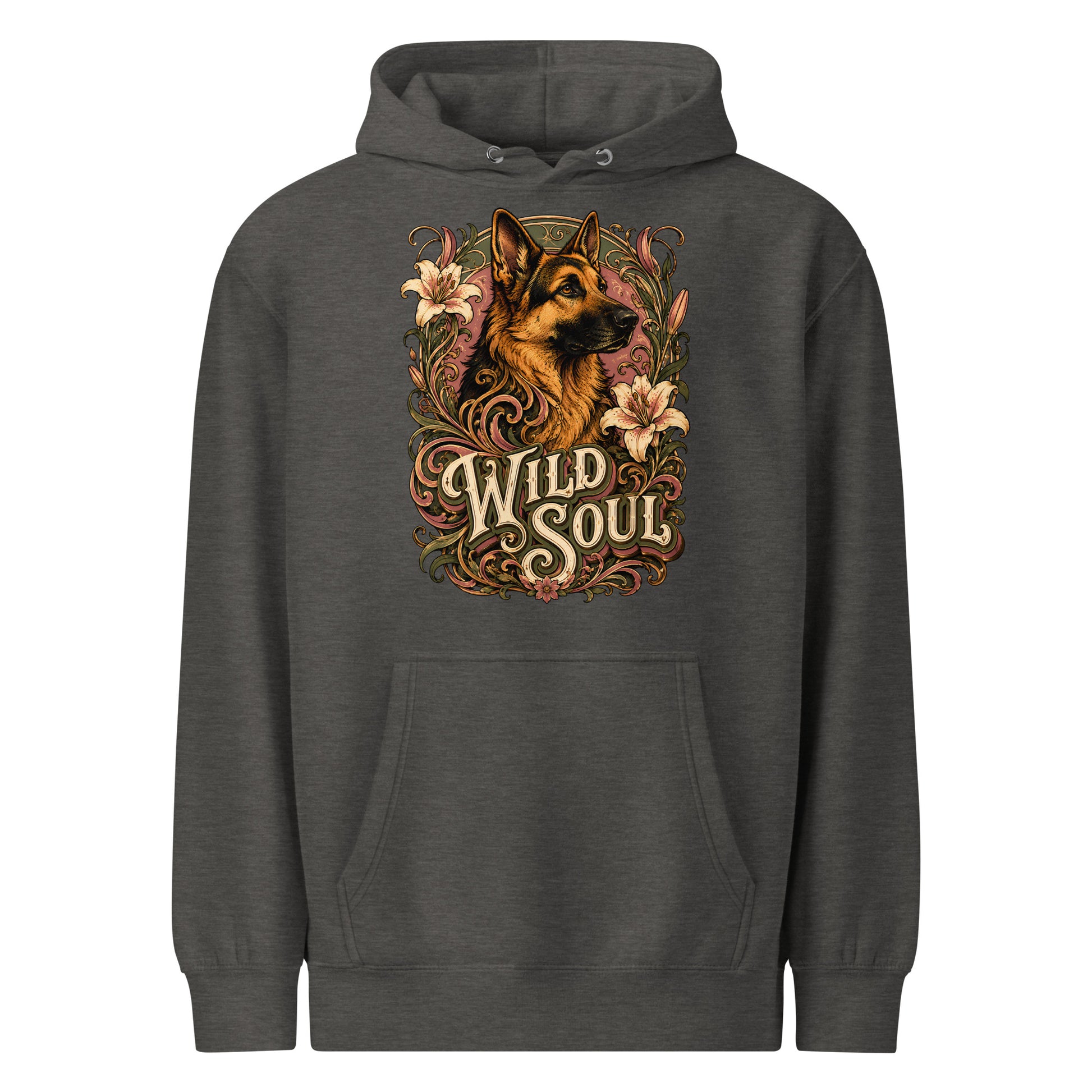 German Shepherd Lovers Mid-weight Hoodie Wild Soul – Vintage Floral Art Pullover by printfluence.net