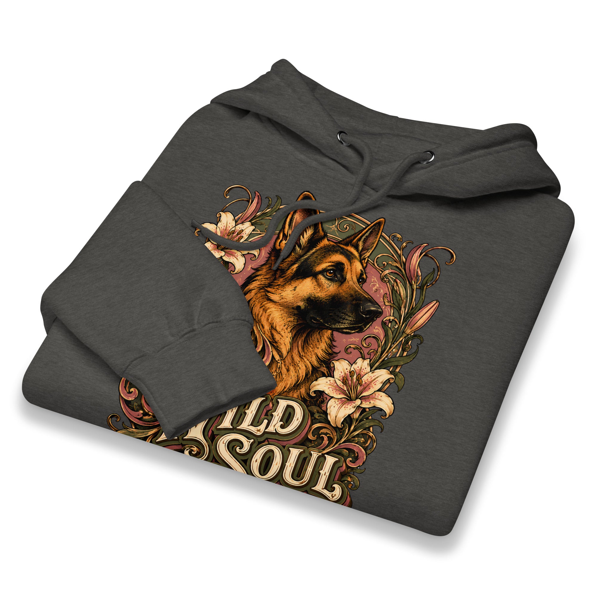 German Shepherd Lovers Mid-weight Hoodie Wild Soul – Vintage Floral Art Pullover by printfluence.net