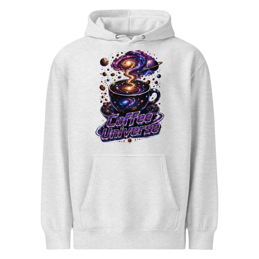 Coffee Lovers Unisex Premium Mid-Weight Hoodie Coffee Universe – Cosmic Galaxy & Coffee Bean Graphic Pullover by printfluence.net