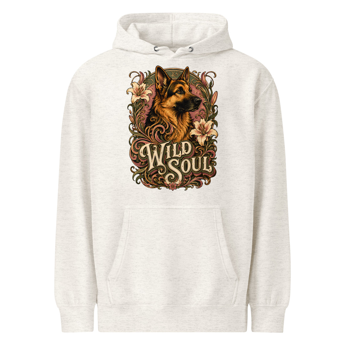 German Shepherd Lovers Mid-weight Hoodie Wild Soul – Vintage Floral Art Pullover by printfluence.net