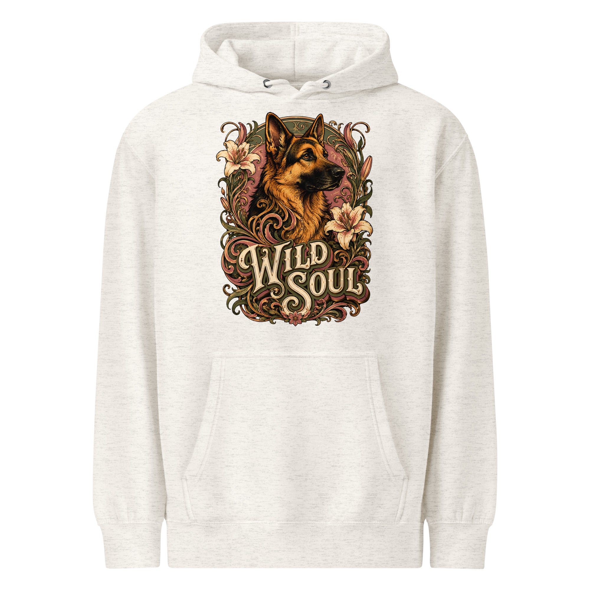 German Shepherd Lovers Mid-weight Hoodie Wild Soul – Vintage Floral Art Pullover by printfluence.net