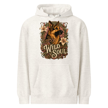 German Shepherd Lovers Mid-weight Hoodie Wild Soul – Vintage Floral Art Pullover by printfluence.net