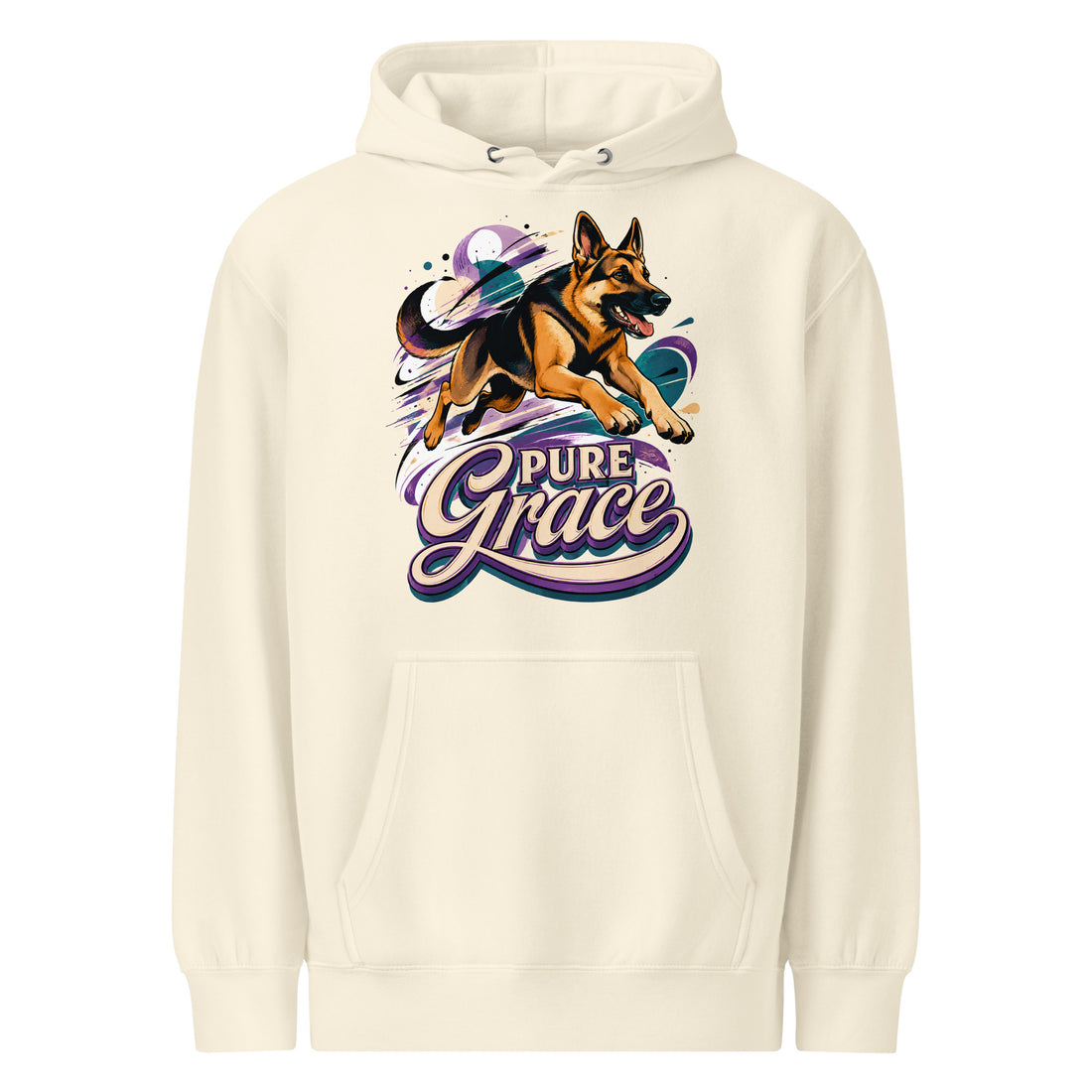 Pure Grace Graphic Mid-Weight Hoodie | Vintage German Shepherd Unisex Pullover H-5 by printfluence.net