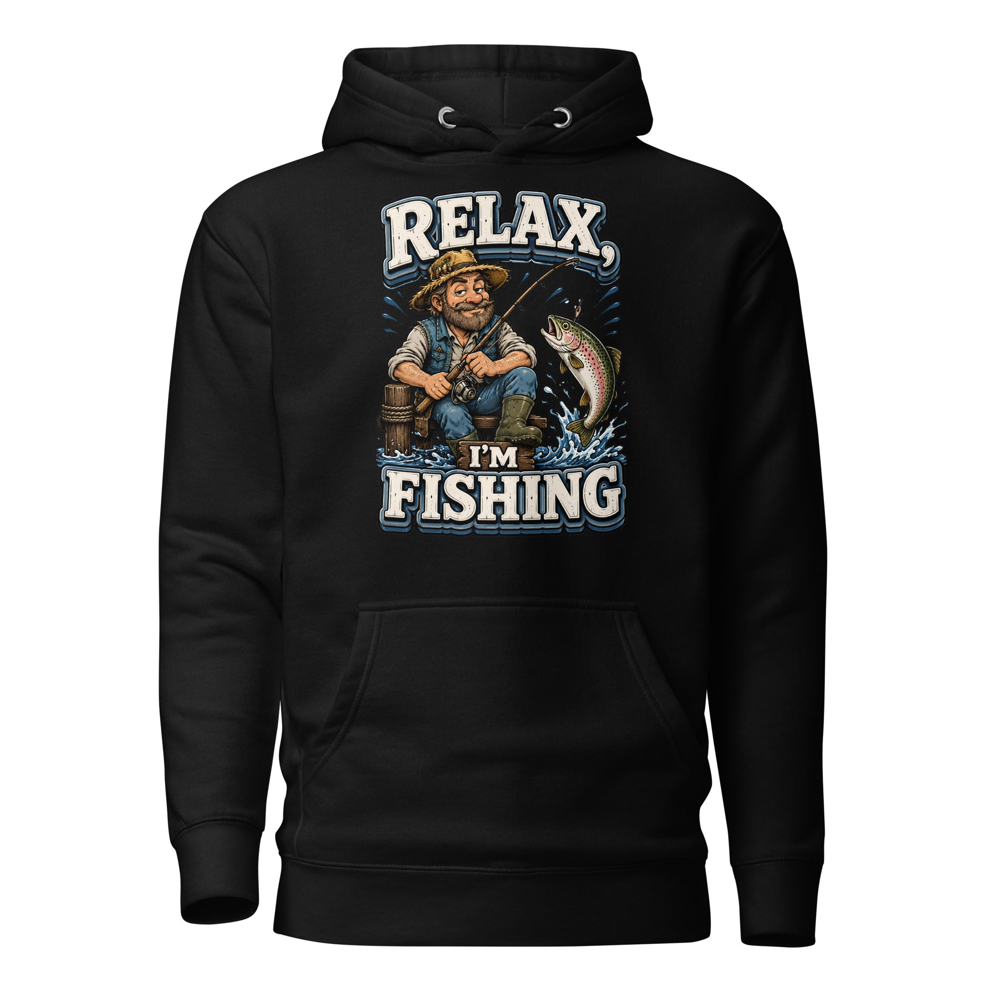 Relax I'm Fishing Hoodie - Cozy Vintage Trout Bass Fishing Lovers Graphic Pullover by printfluence.net