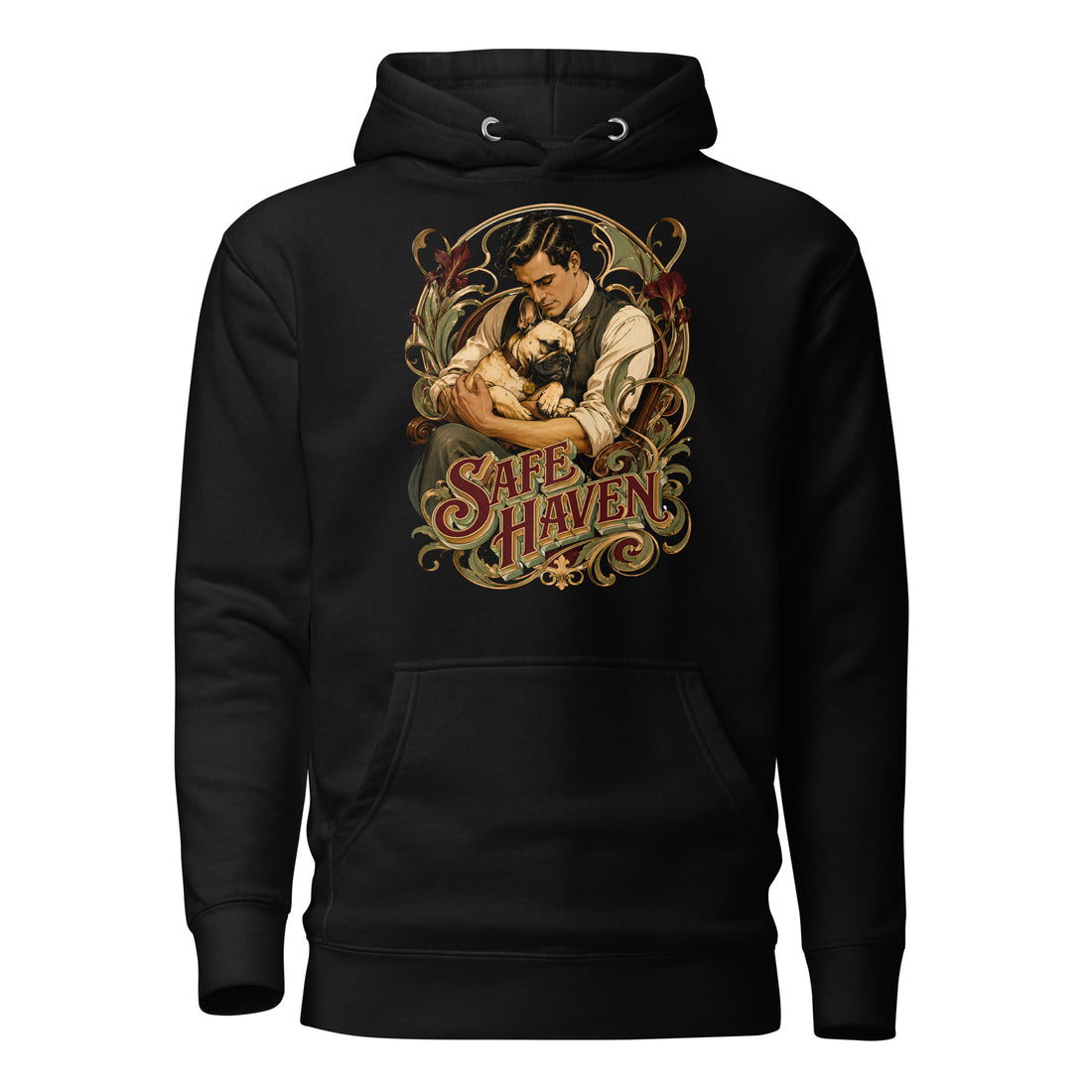 Safe Haven Frenchie Premium Hoodie - Unisex French Bulldog Lovers Sweatshirt H-1 by printfluence.net