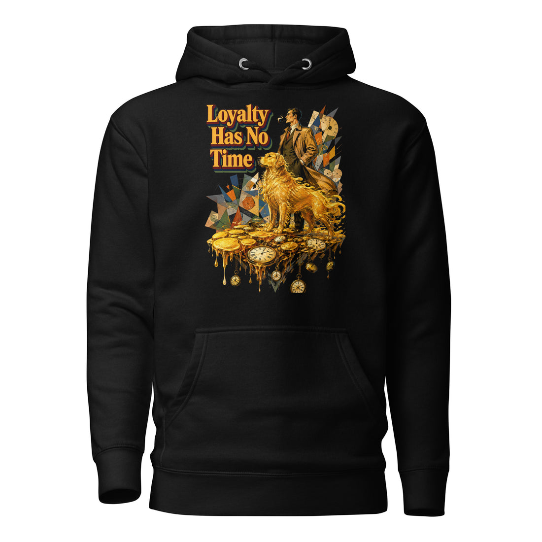 Golden Retriever Lovers Unisex Premium Pullover Hoodie — "Loyalty Has No Time" Detective and Golden Dog Design by printfluence.net