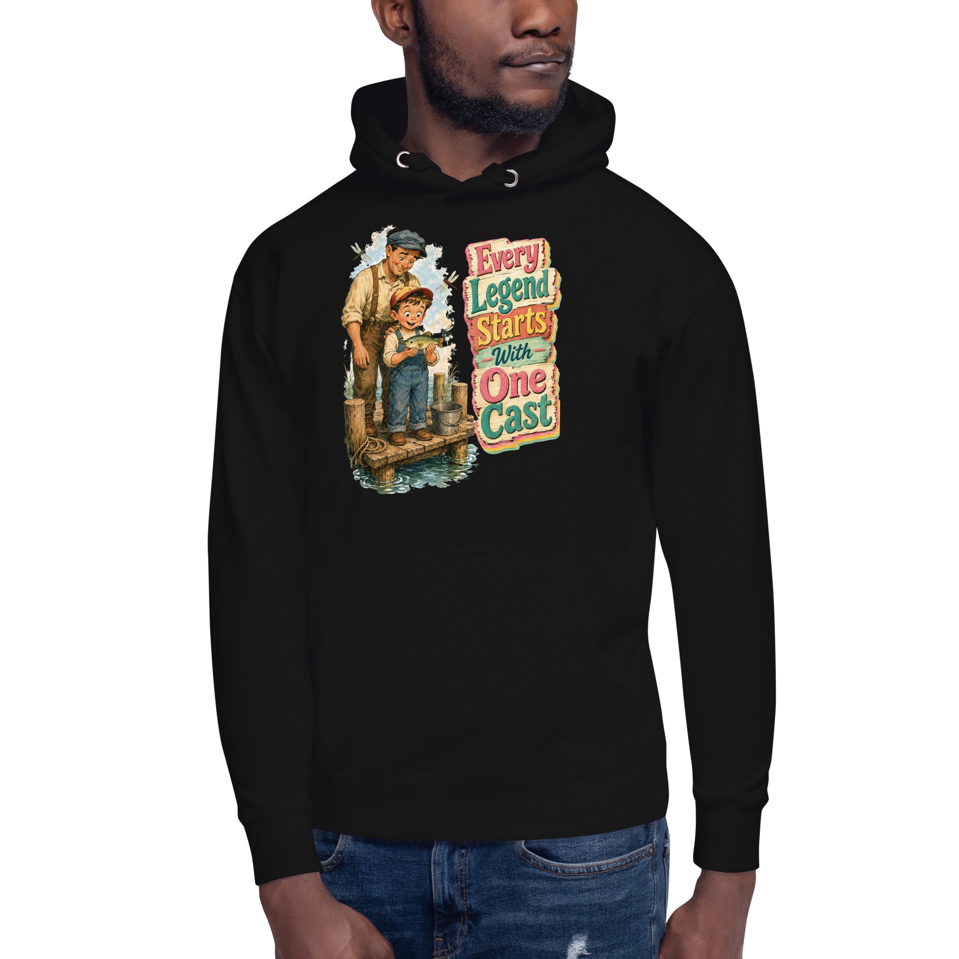 Fishing Lovers | Unisex Premium Pullover Hoodie - Every Legend Starts With One Cast by printfluence