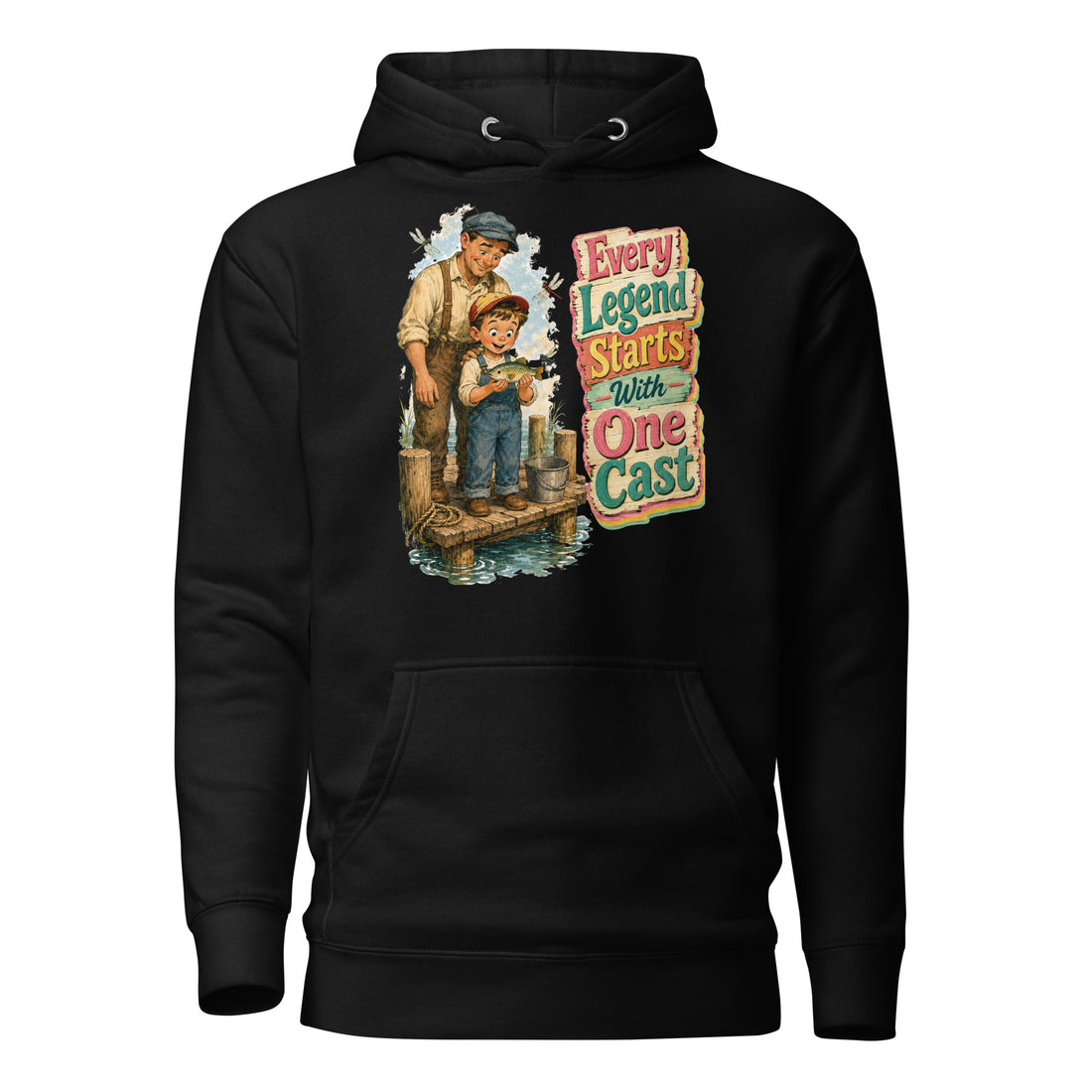 Fishing Lovers | Unisex Premium Pullover Hoodie - Every Legend Starts With One Cast by printfluence