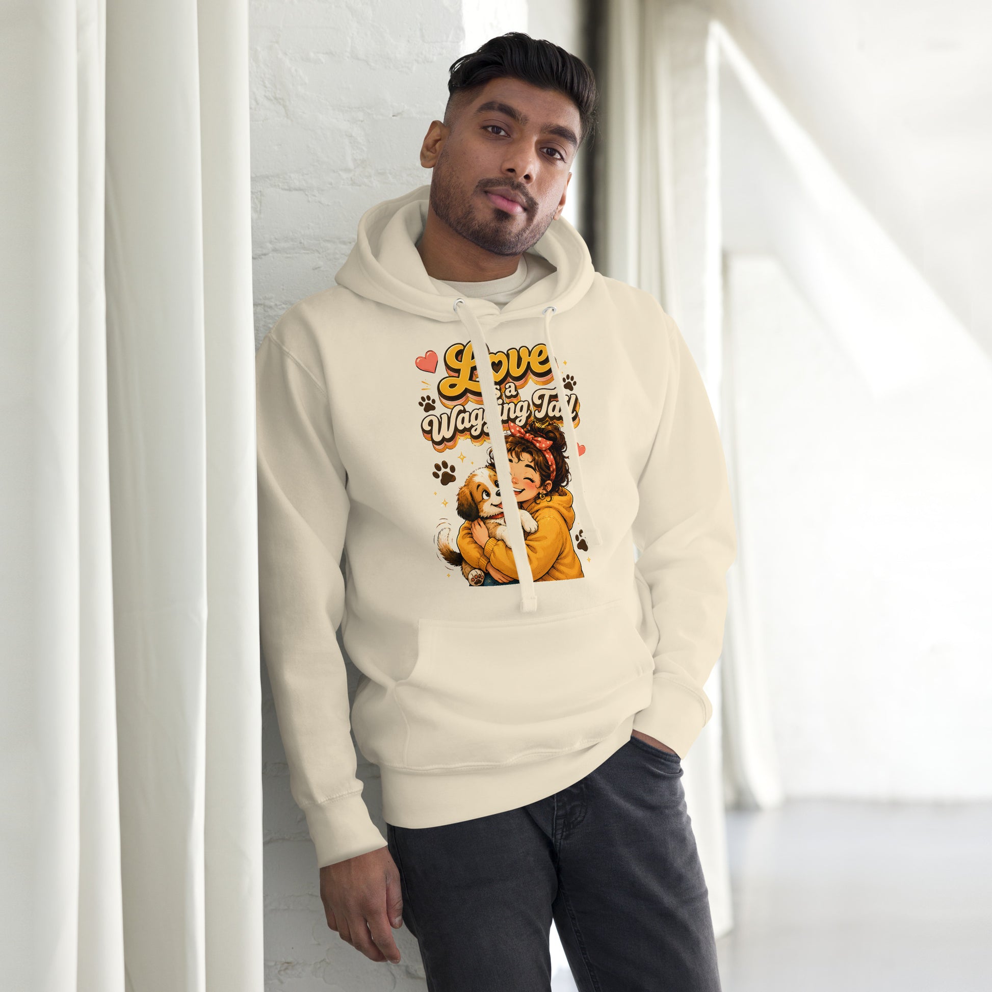 Elite Love Is a Wagging Tail - Premium Luxury Dog Lovers Unisex Hoodie by printfluence.net