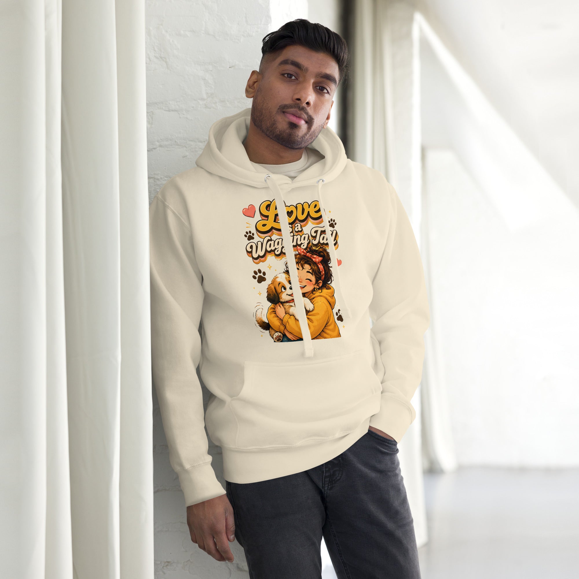 Elite Love Is a Wagging Tail - Premium Luxury Dog Lovers Unisex Hoodie by printfluence.net
