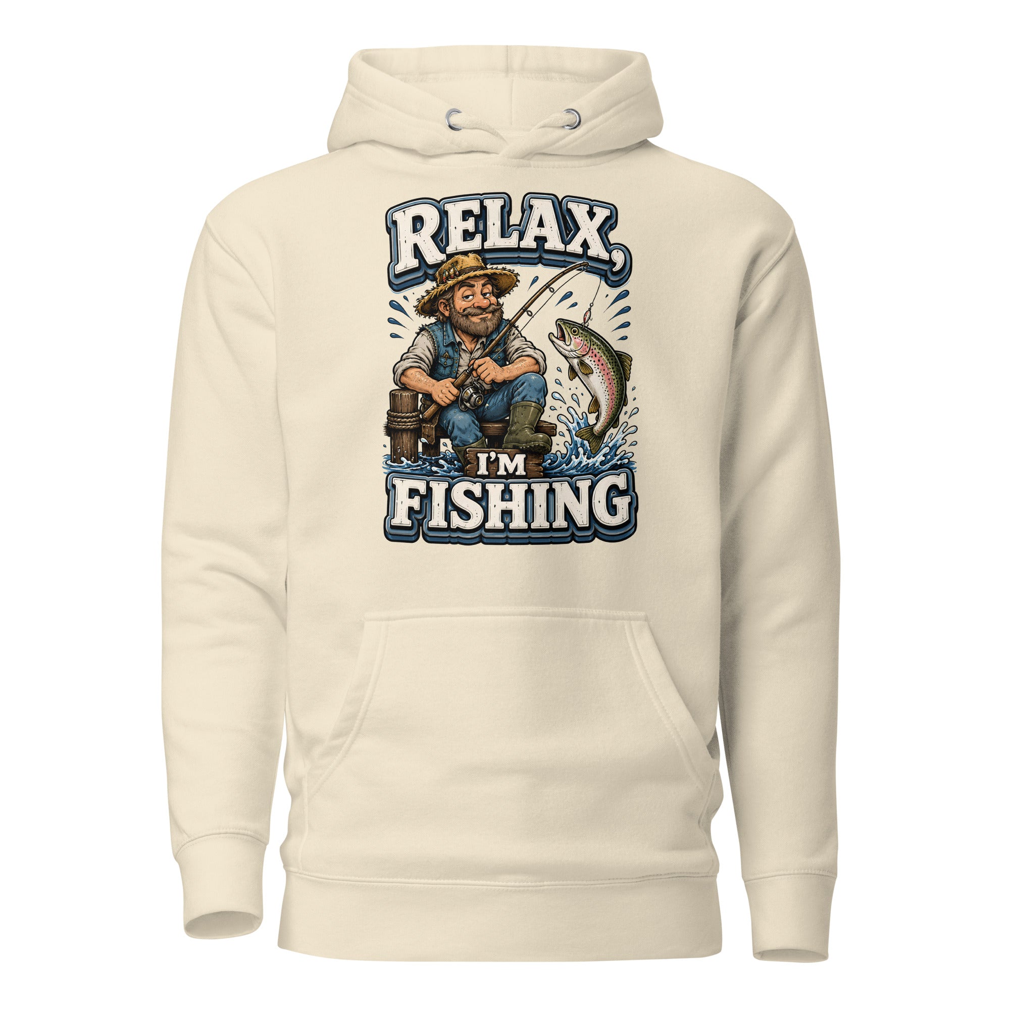 Relax I'm Fishing Hoodie - Cozy Vintage Trout Bass Fishing Lovers Graphic Pullover by printfluence.net