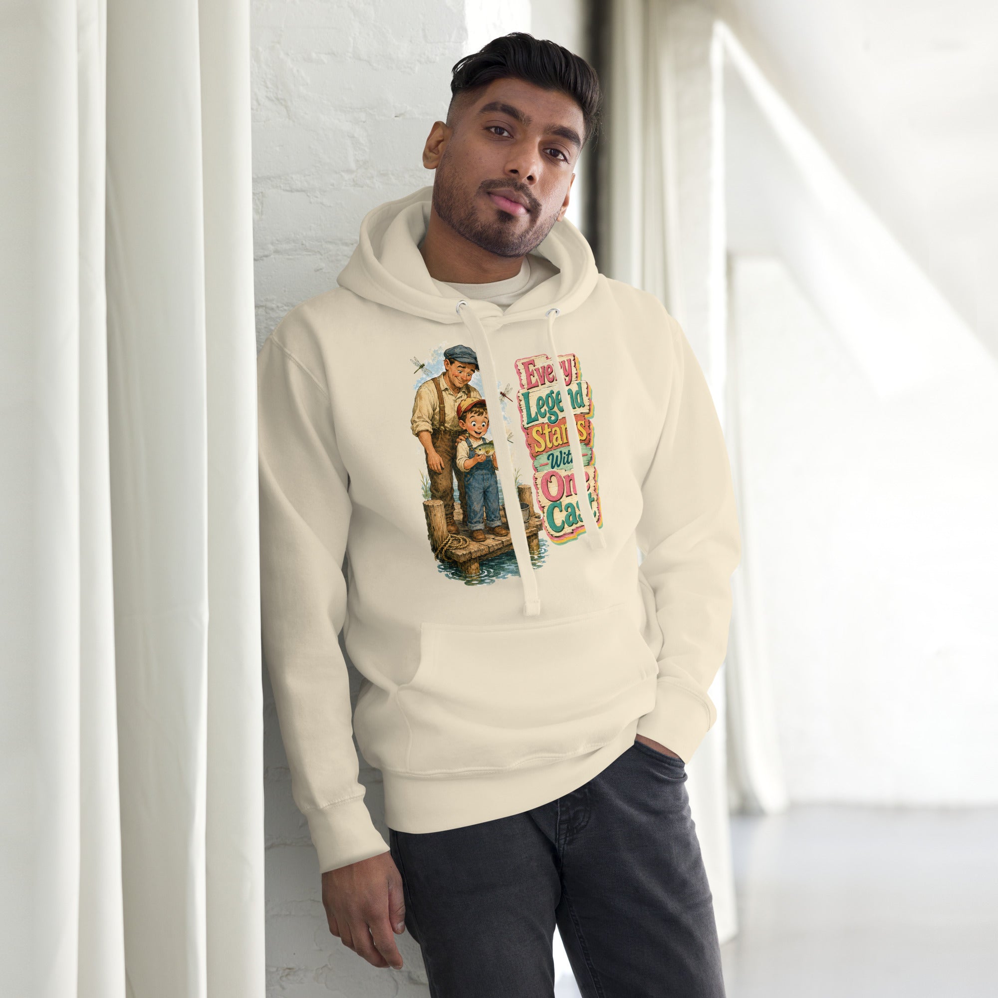 Fishing Lovers | Unisex Premium Pullover Hoodie - Every Legend Starts With One Cast by printfluence