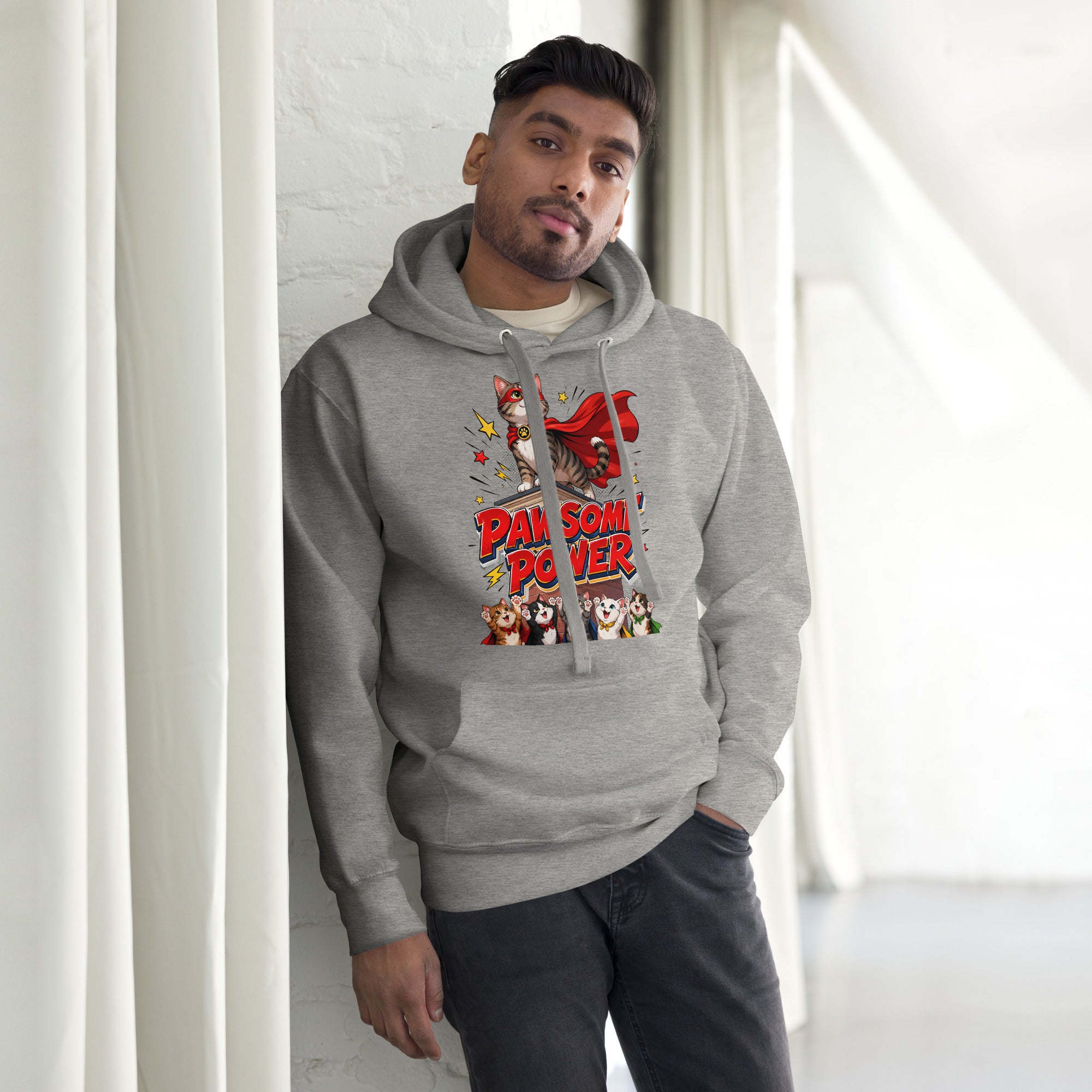 Unisex Hoodie - Elite Pawsome Power - Premium Luxury Hoodie for Cat Lovers by printfluence.net