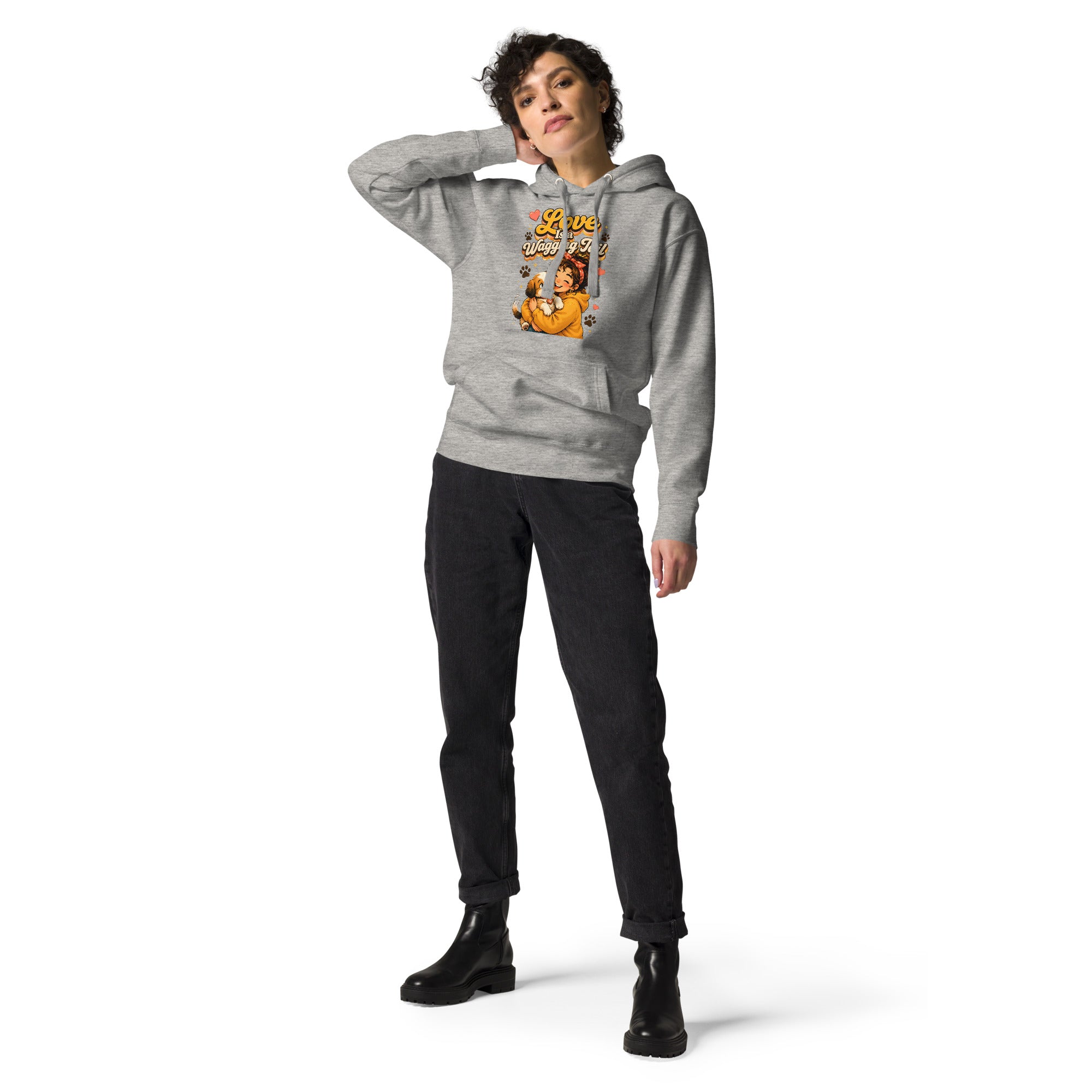 Elite Love Is a Wagging Tail - Premium Luxury Dog Lovers Unisex Hoodie by printfluence.net