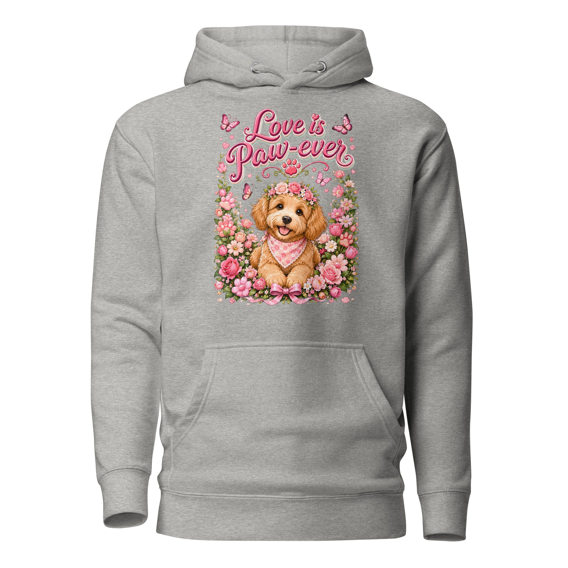 Love is Paw-ever Golden Puppy Floral Unisex Hoodie - Cute Dog Lover Aesthetic Pullover by printfluence.net