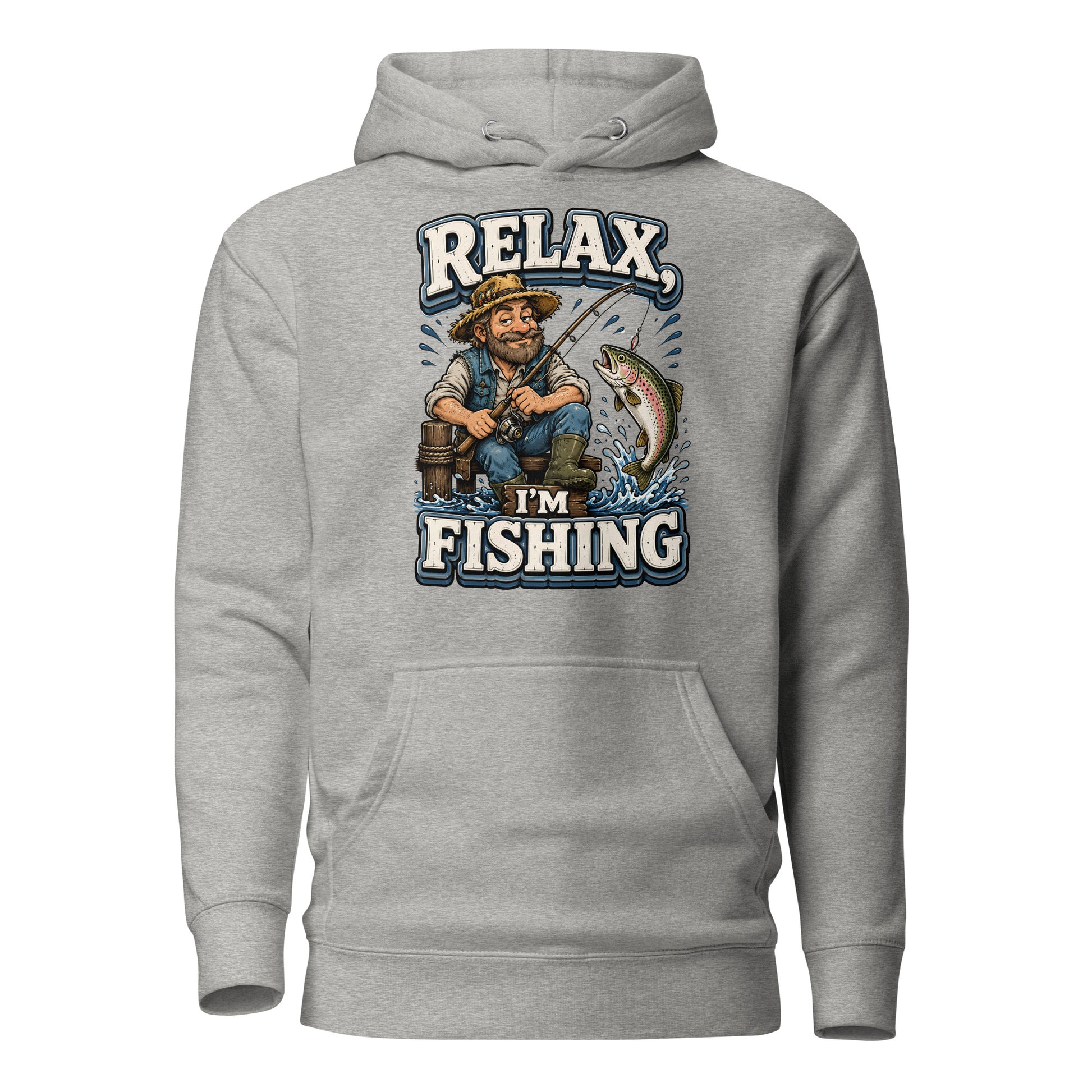 Relax I'm Fishing Hoodie - Cozy Vintage Trout Bass Fishing Lovers Graphic Pullover by printfluence.net