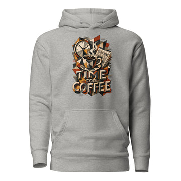 Coffee Lovers Unisex Hoodie Time For Coffee – Cubist Morning Routine Graphic Pullover by printfluence.net