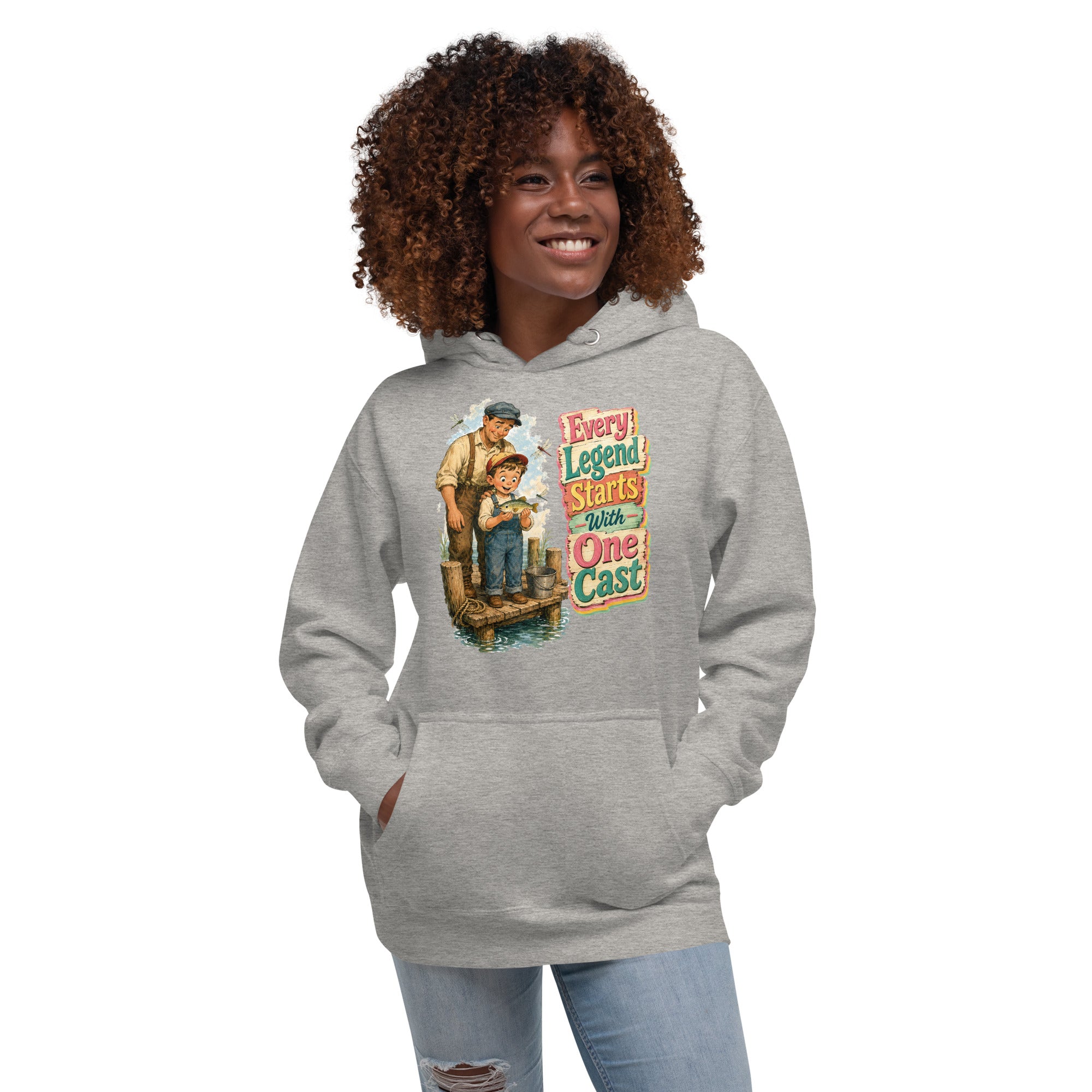 Fishing Lovers | Unisex Premium Pullover Hoodie - Every Legend Starts With One Cast by printfluence