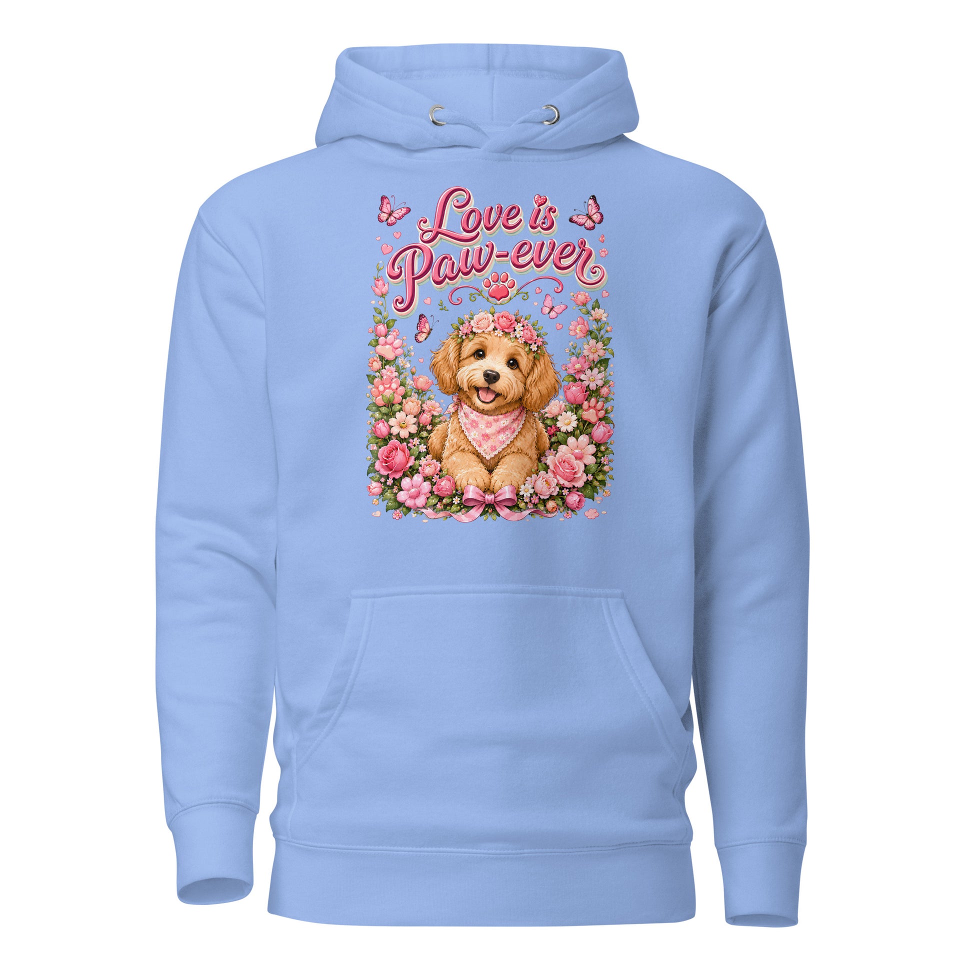 Love is Paw-ever Golden Puppy Floral Unisex Hoodie - Cute Dog Lover Aesthetic Pullover by printfluence.net