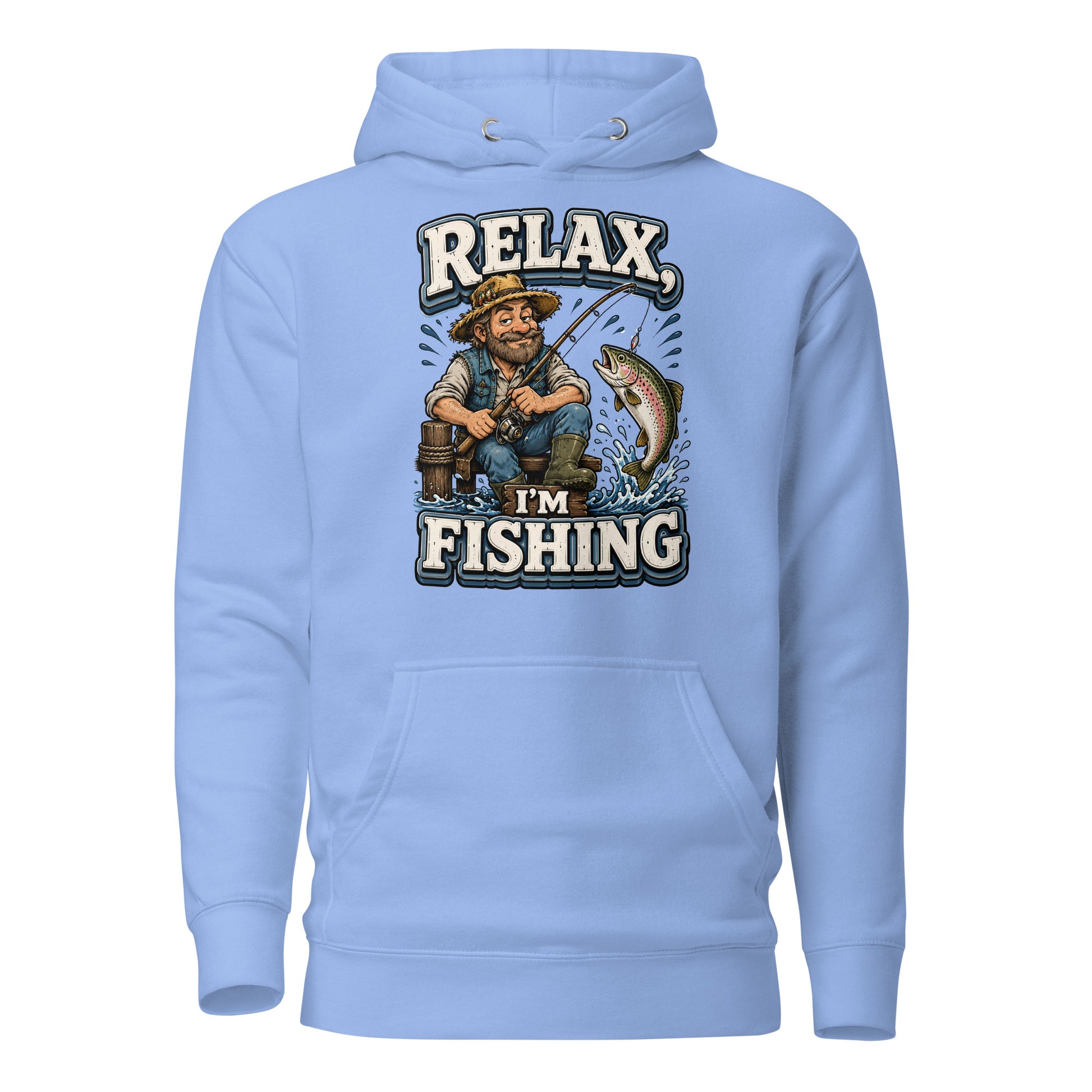 Relax I'm Fishing Hoodie - Cozy Vintage Trout Bass Fishing Lovers Graphic Pullover by printfluence.net