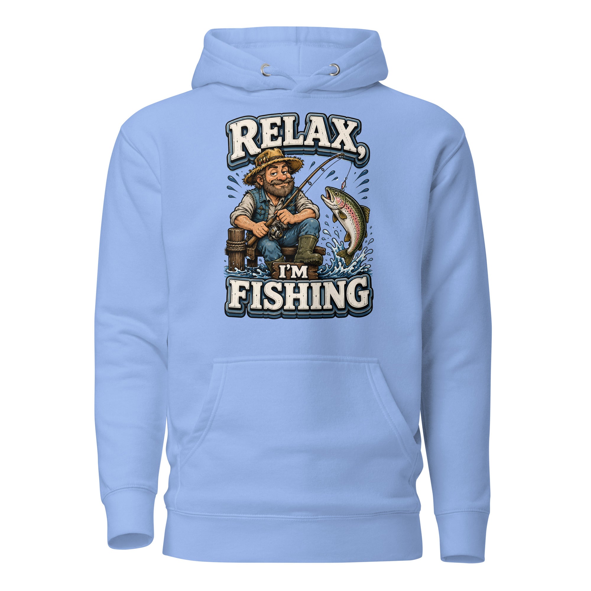 Relax I'm Fishing Hoodie - Cozy Vintage Trout Bass Fishing Lovers Graphic Pullover by printfluence.net