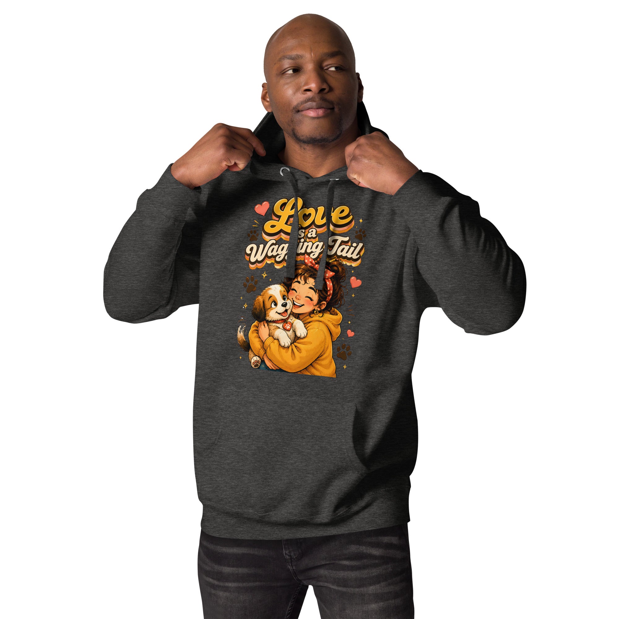 Elite Love Is a Wagging Tail - Premium Luxury Dog Lovers Unisex Hoodie by printfluence.net
