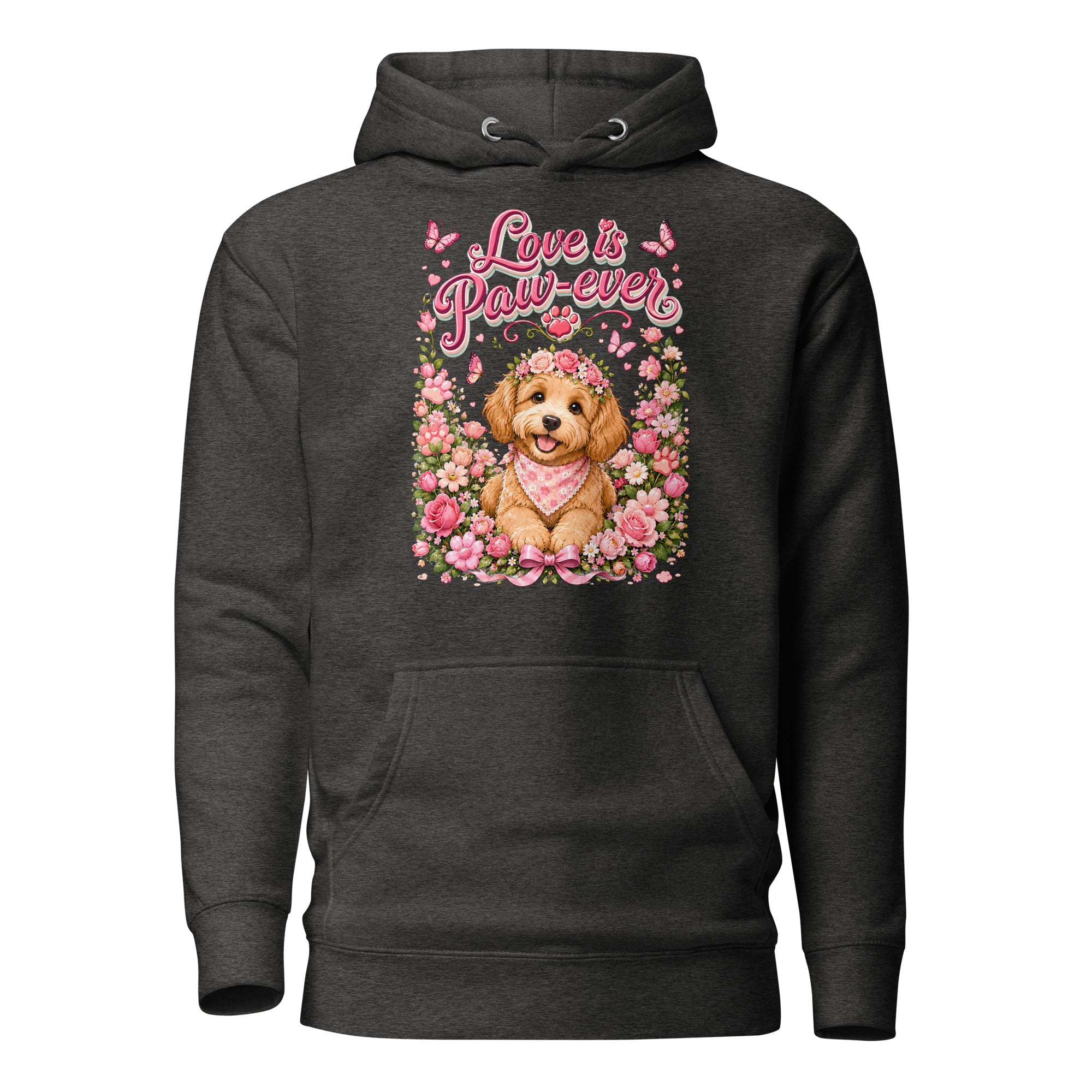 Love is Paw-ever Golden Puppy Floral Unisex Hoodie - Cute Dog Lover Aesthetic Pullover by printfluence.net