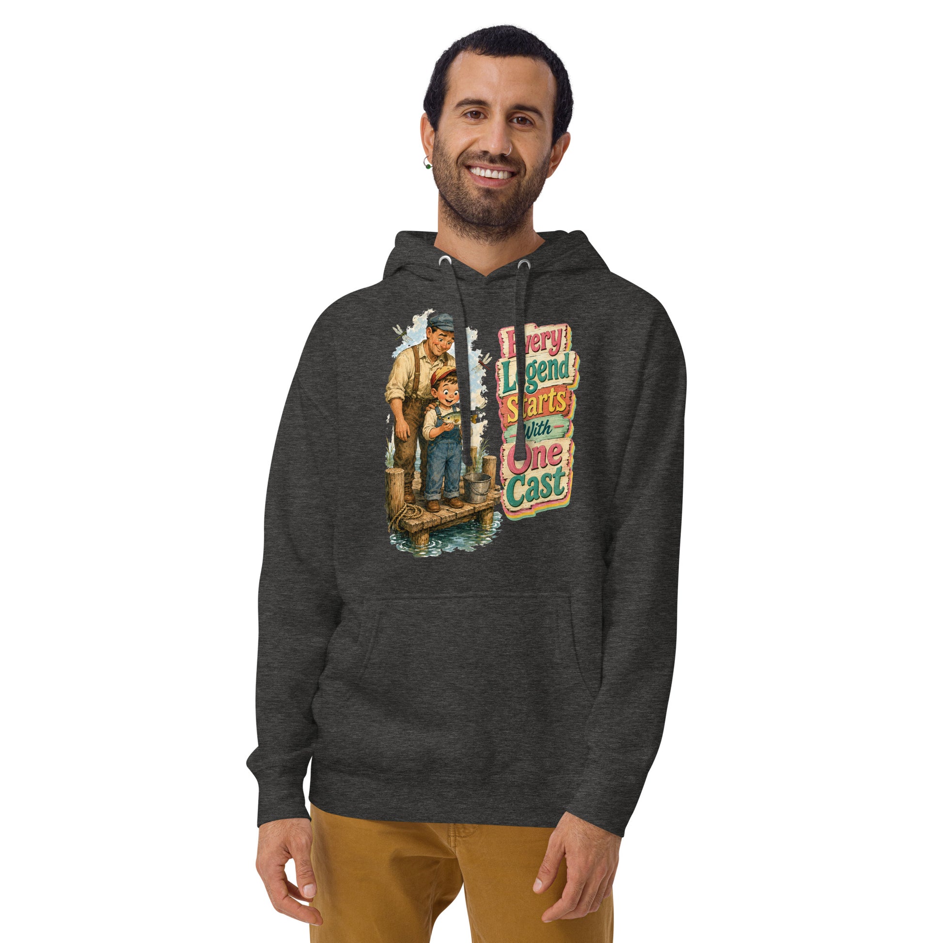 Fishing Lovers | Unisex Premium Pullover Hoodie - Every Legend Starts With One Cast by printfluence
