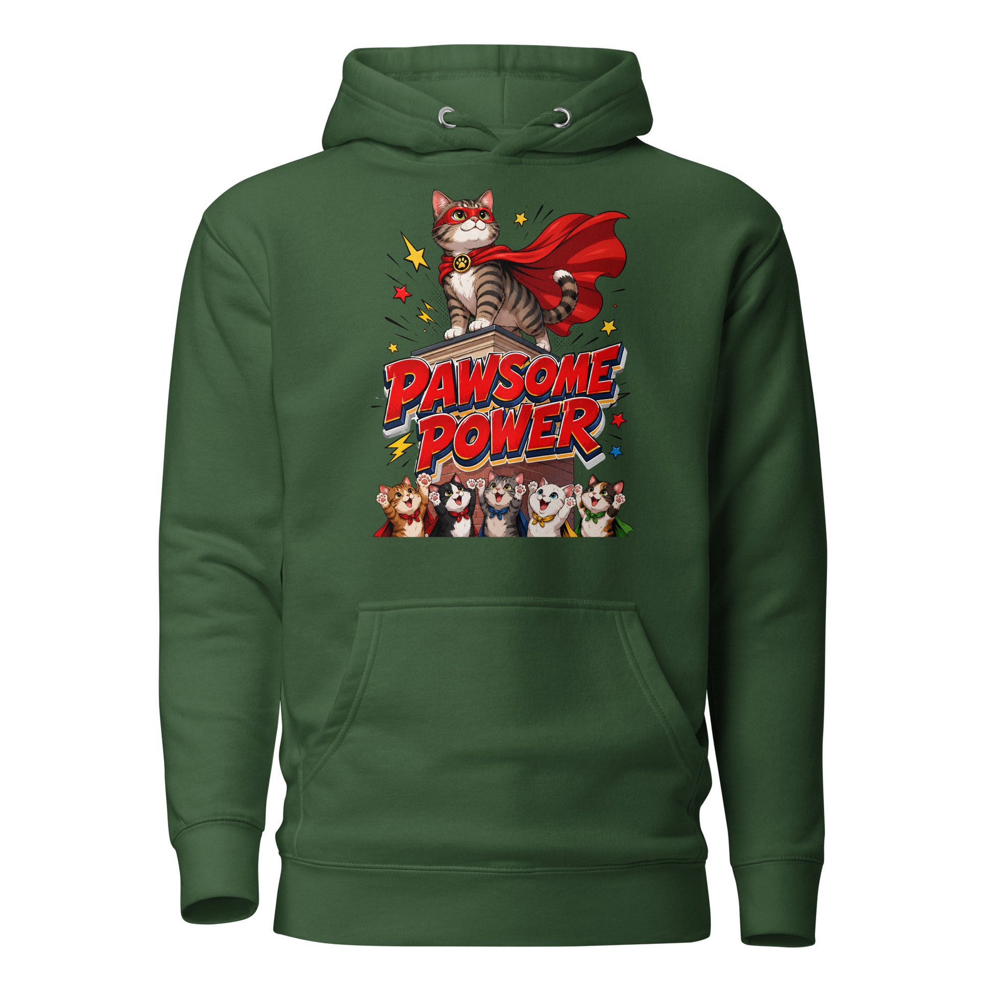 Unisex Hoodie - Elite Pawsome Power - Premium Luxury Hoodie for Cat Lovers by printfluence.net