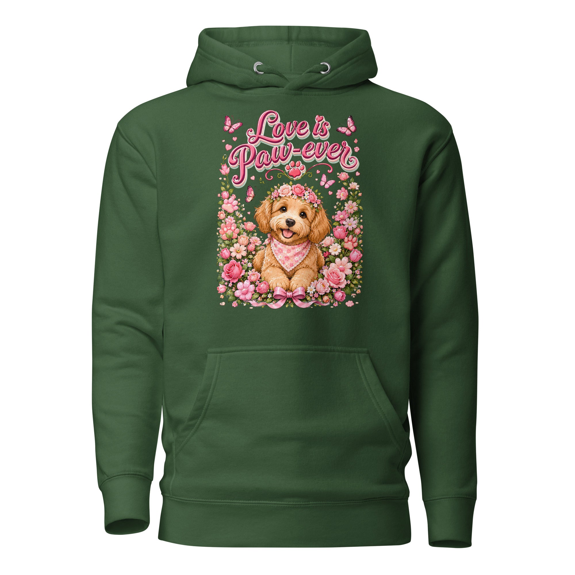 Love is Paw-ever Golden Puppy Floral Unisex Hoodie - Cute Dog Lover Aesthetic Pullover by printfluence.net