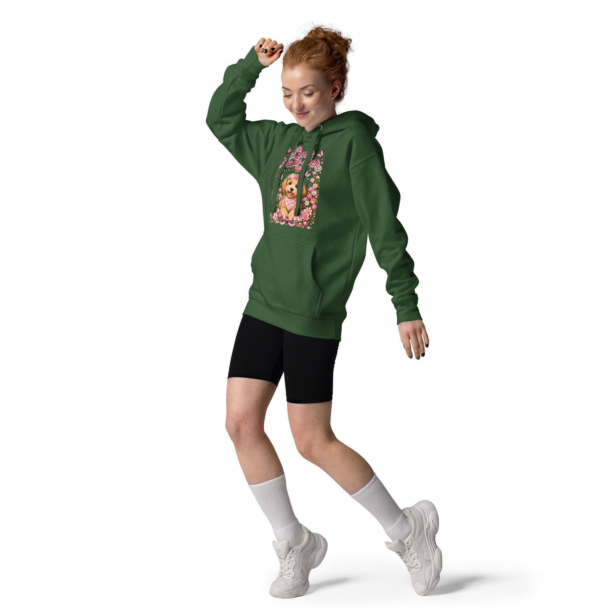 Love is Paw-ever Golden Puppy Floral Unisex Hoodie - Cute Dog Lover Aesthetic Pullover by printfluence.net