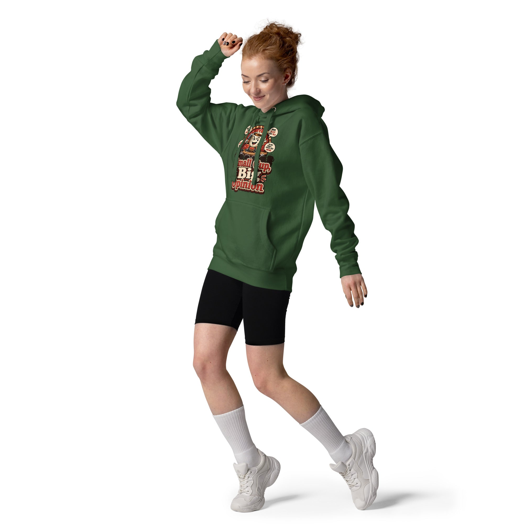 Retro Small Cup Big Opinion Coffee | Premium Unisex Hoodie for Coffee Lovers by printfluence.net