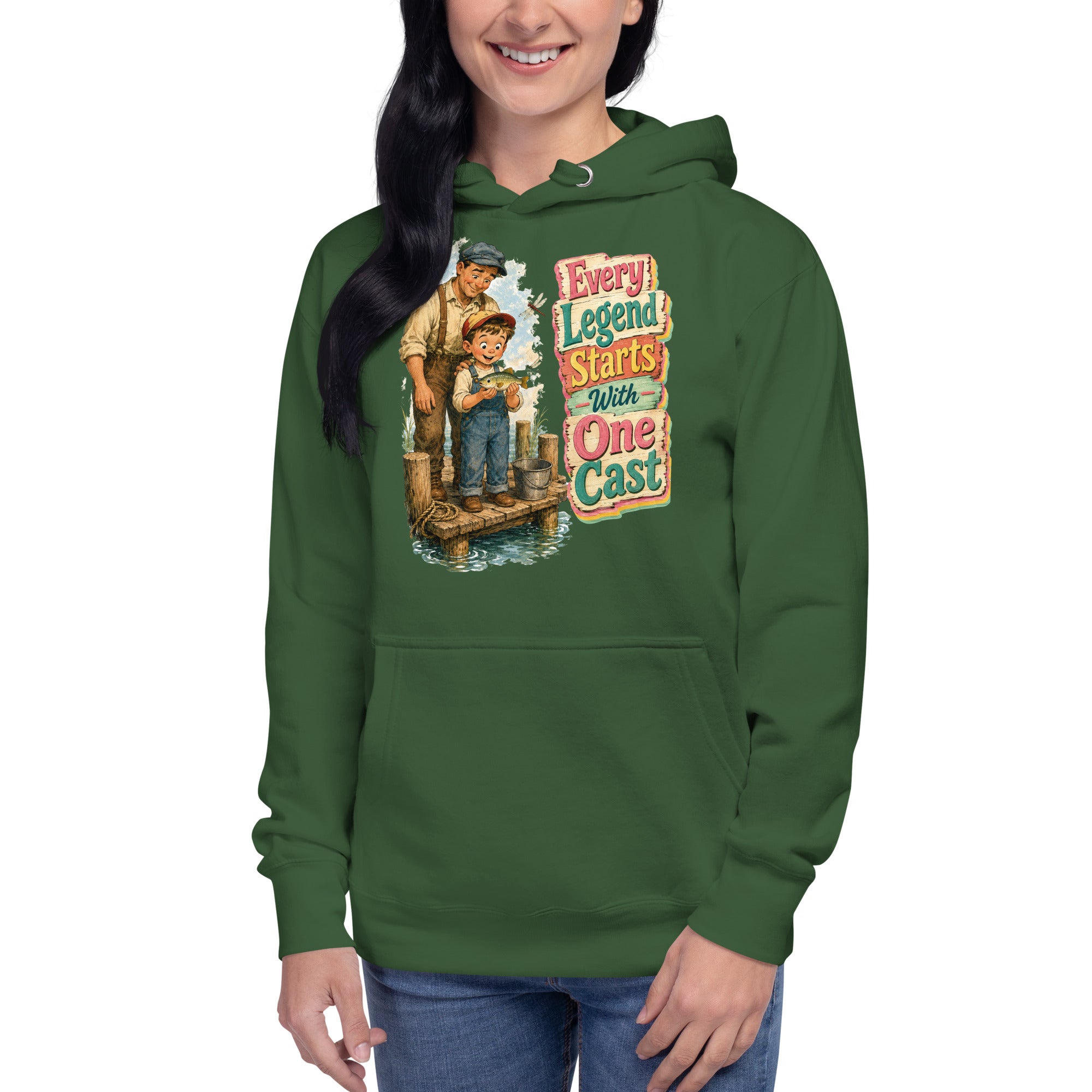 Fishing Lovers | Unisex Premium Pullover Hoodie - Every Legend Starts With One Cast by printfluence