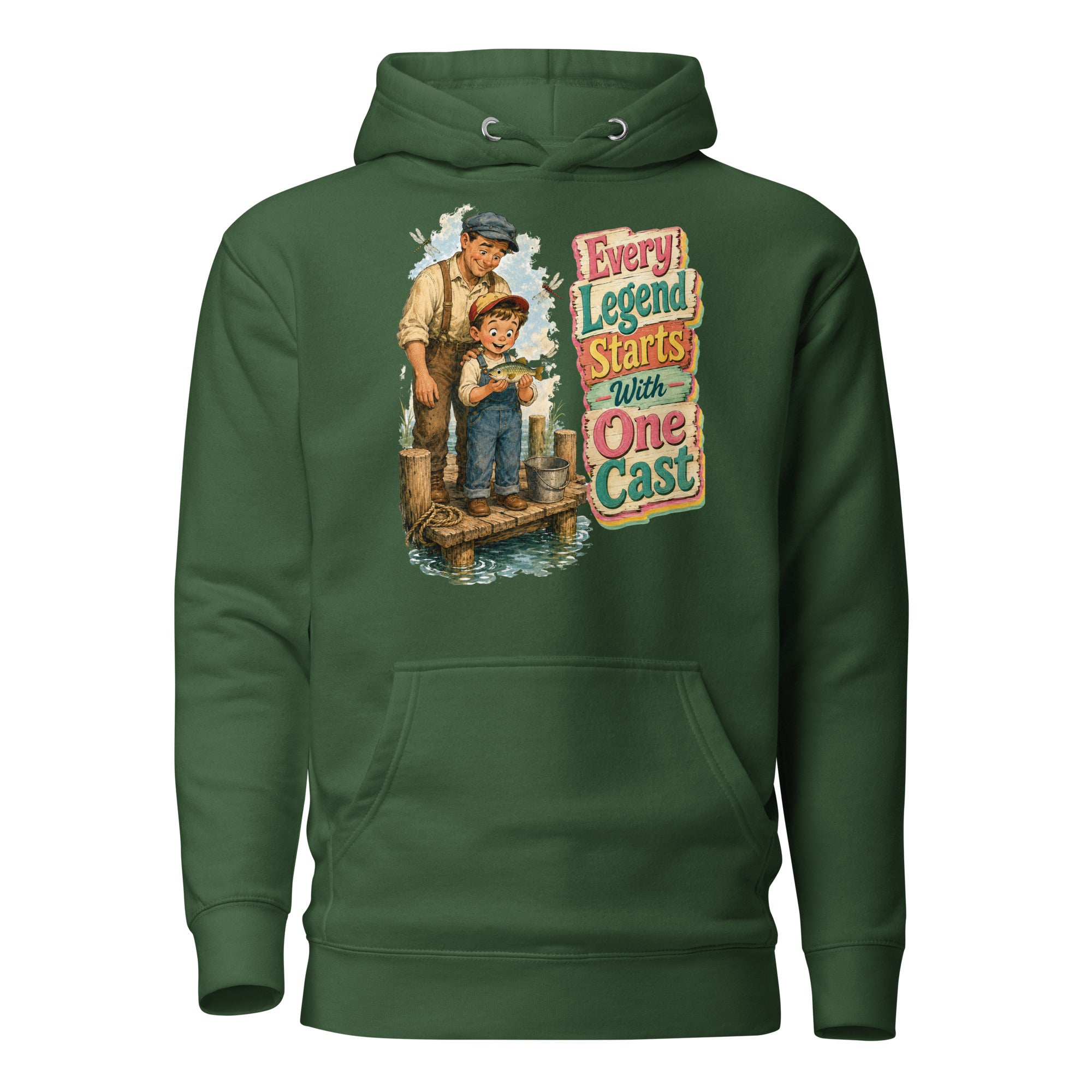 Fishing Lovers | Unisex Premium Pullover Hoodie - Every Legend Starts With One Cast by printfluence