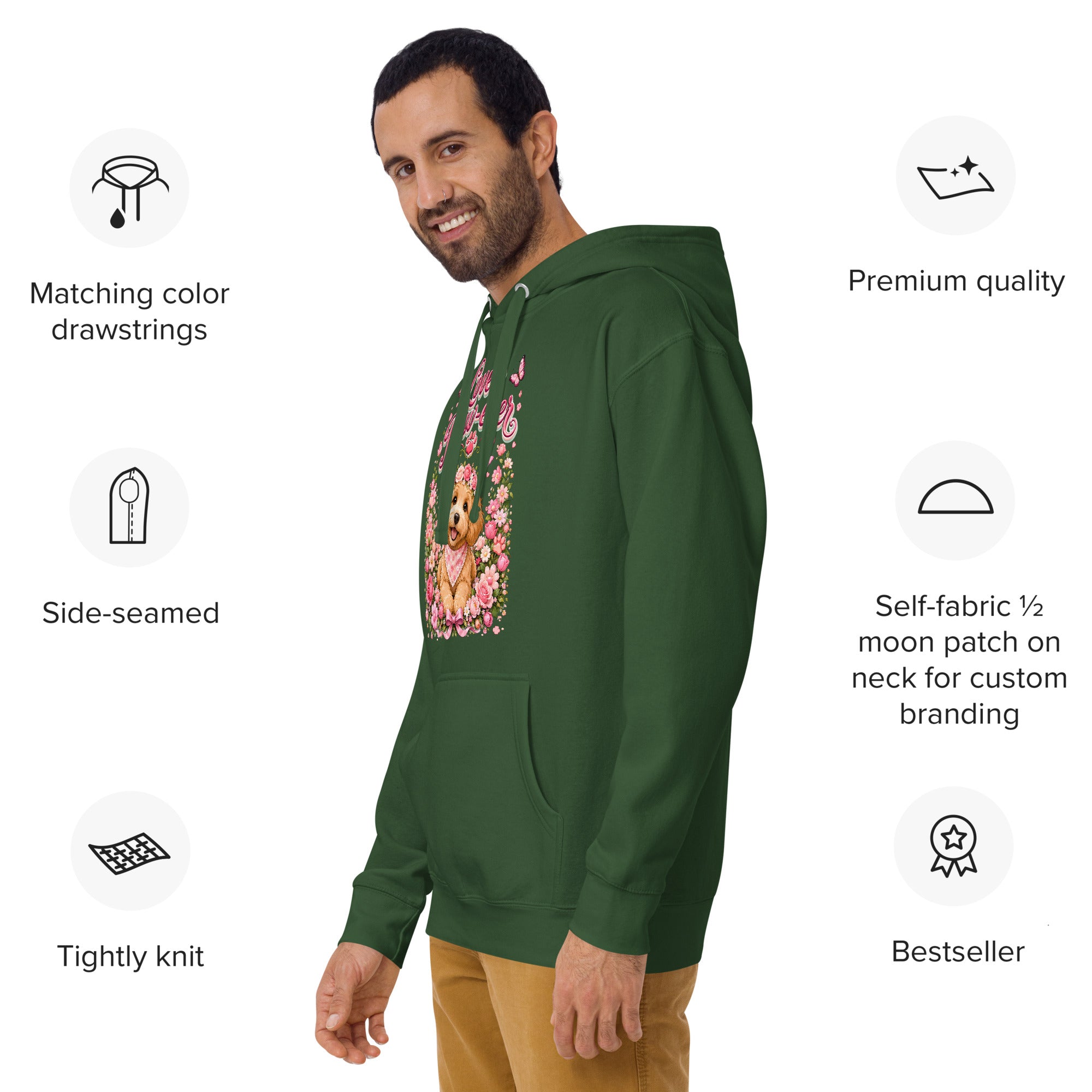 Love is Paw-ever Golden Puppy Floral Unisex Hoodie - Cute Dog Lover Aesthetic Pullover by printfluence.net